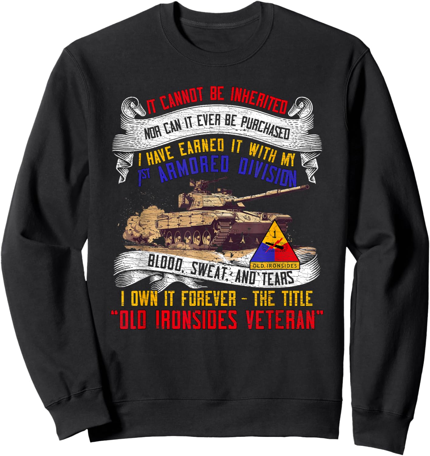 1st Armored Division Fort Bliss Veteran Texas Gifts Sweatshirt - Sweatshirt | Black
