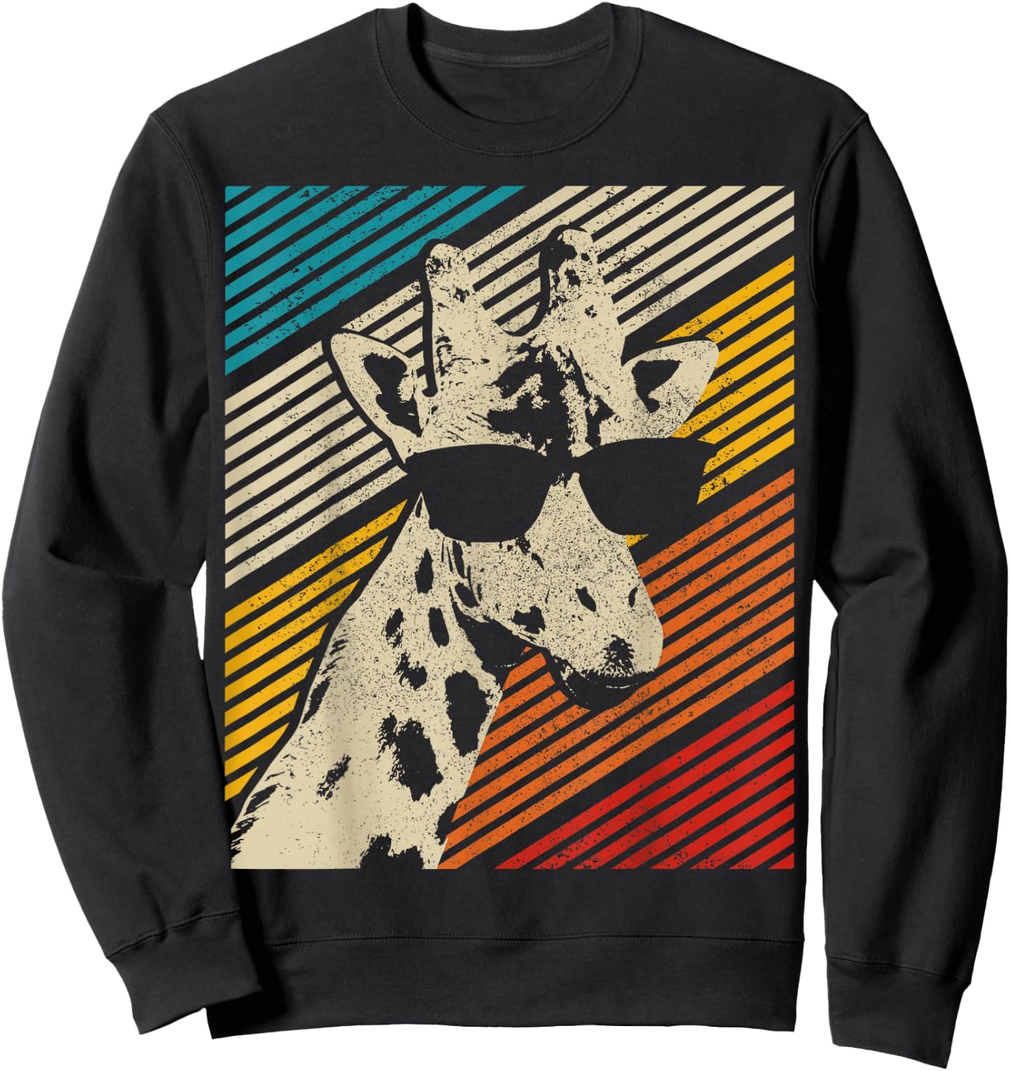 Giraffe Vintage Sunglasses Funny Gift Sweatshirt - Sweatshirt | Black