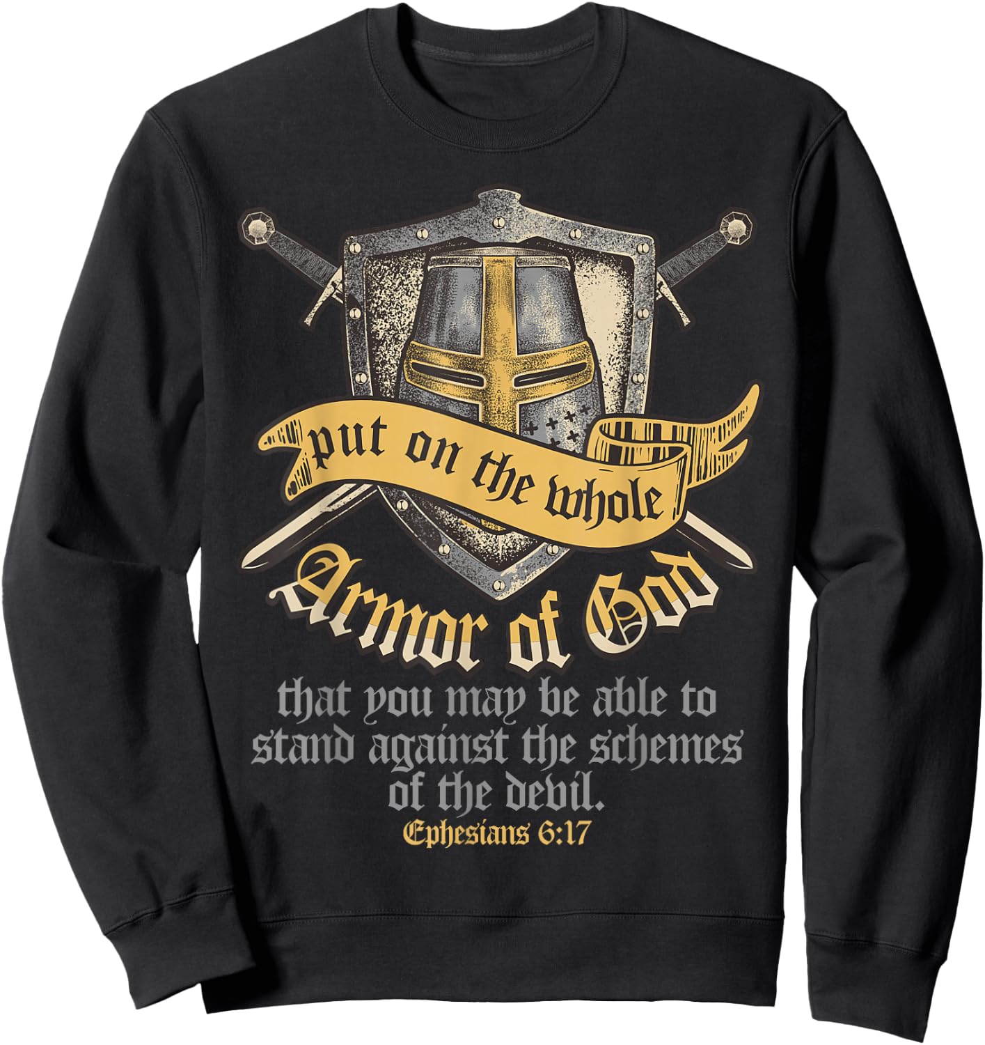 Armor Of God Ephesians 6:17 Bible Verse Christian Sweatshirt - Sweatshirt | Black