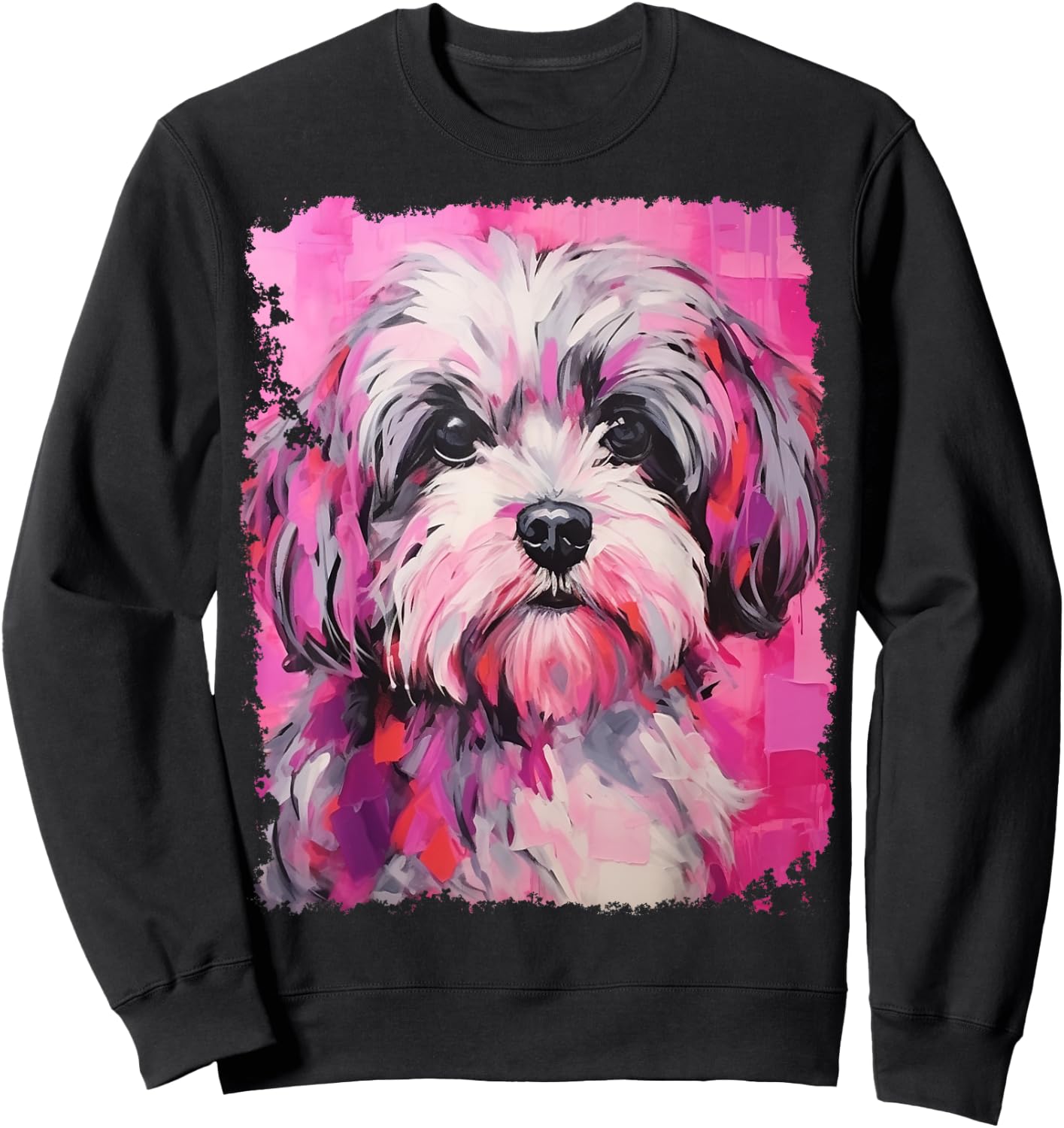 Dog Shih Tzu Pink Women Girls Kids Sweatshirt - Sweatshirt | Black