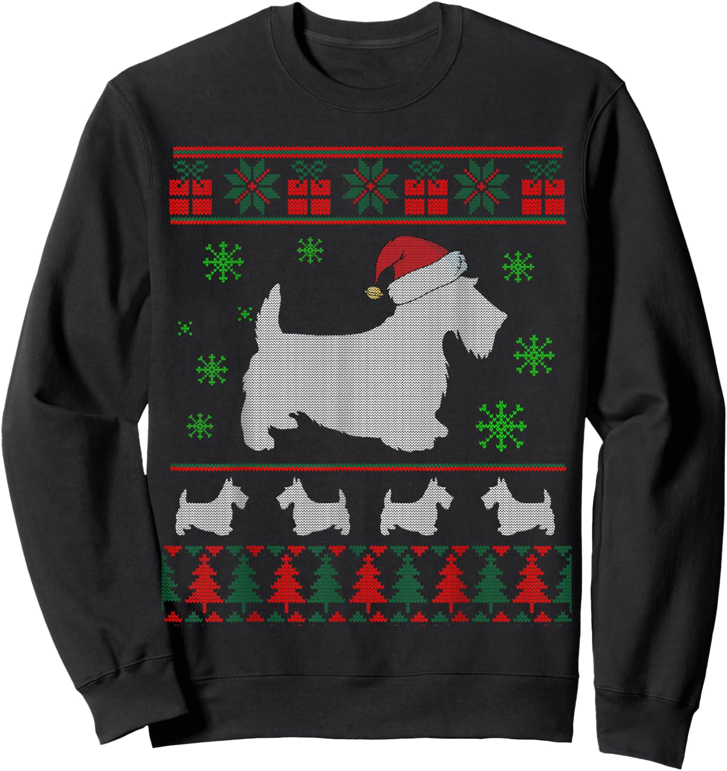 Scottie Dog Ugly Christmas Sweater Gift Dog Lovers Sweatshirt - Sweatshirt | Black
