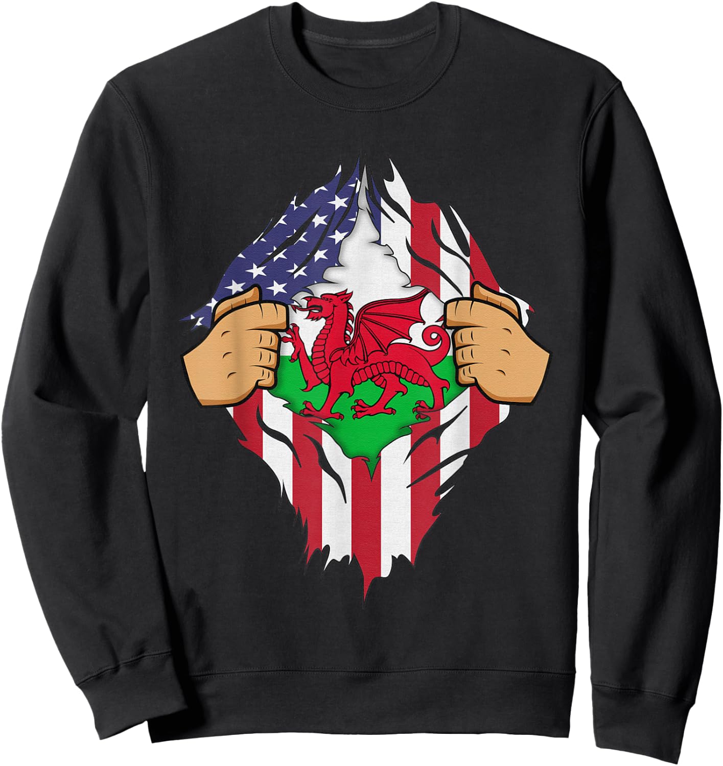 WELSH FLAG WALES Men Women Kids Gift Sweatshirt - Sweatshirt | Black