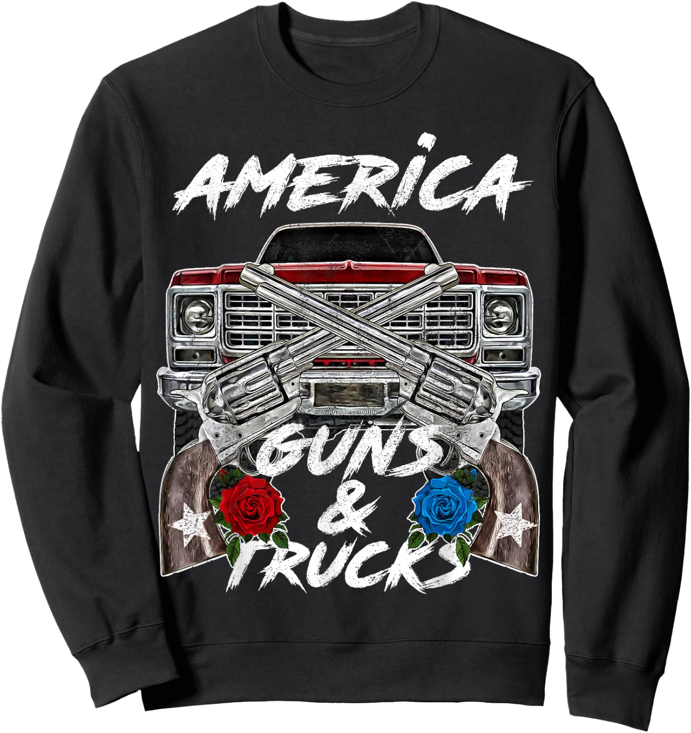 America Guns Trucks Patriot Squarebody Square Body Truck USA Sweatshirt - Sweatshirt | Black