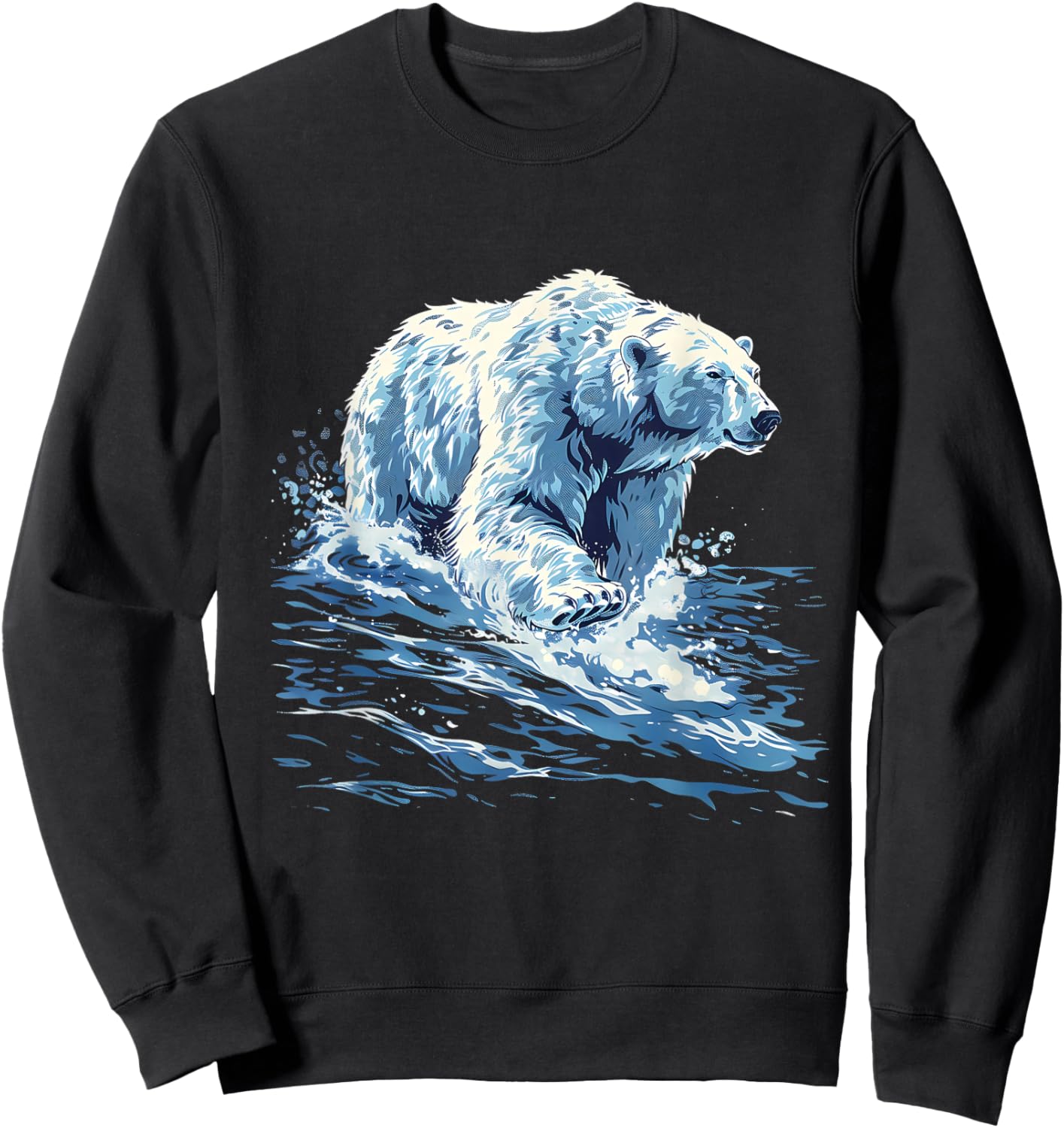 Polar Bear Ocean Sea Polar Bear Motif Marine Mammal Artwork Sweatshirt - Sweatshirt | Black