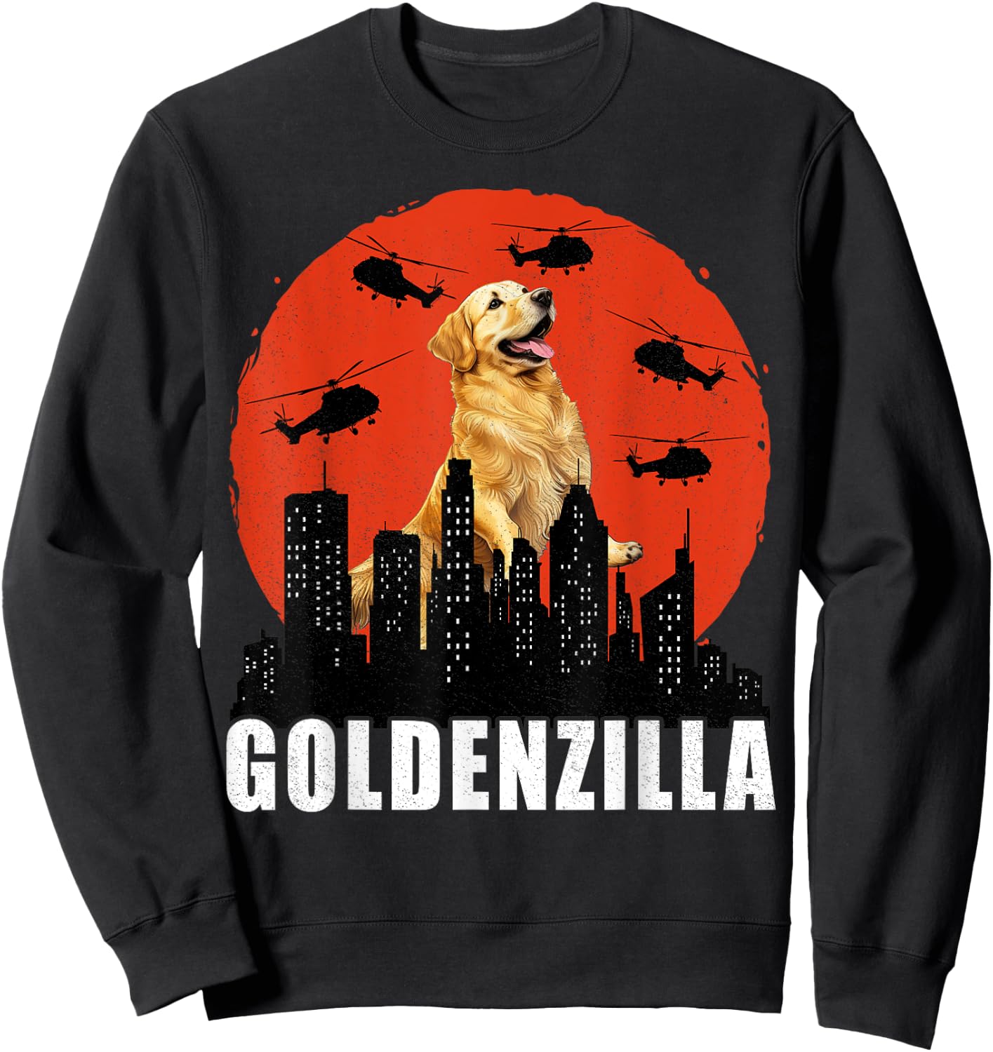 Golden Retriever for Boys Girls Goldenzilla Kaiju Sweatshirt - Sweatshirt | Black