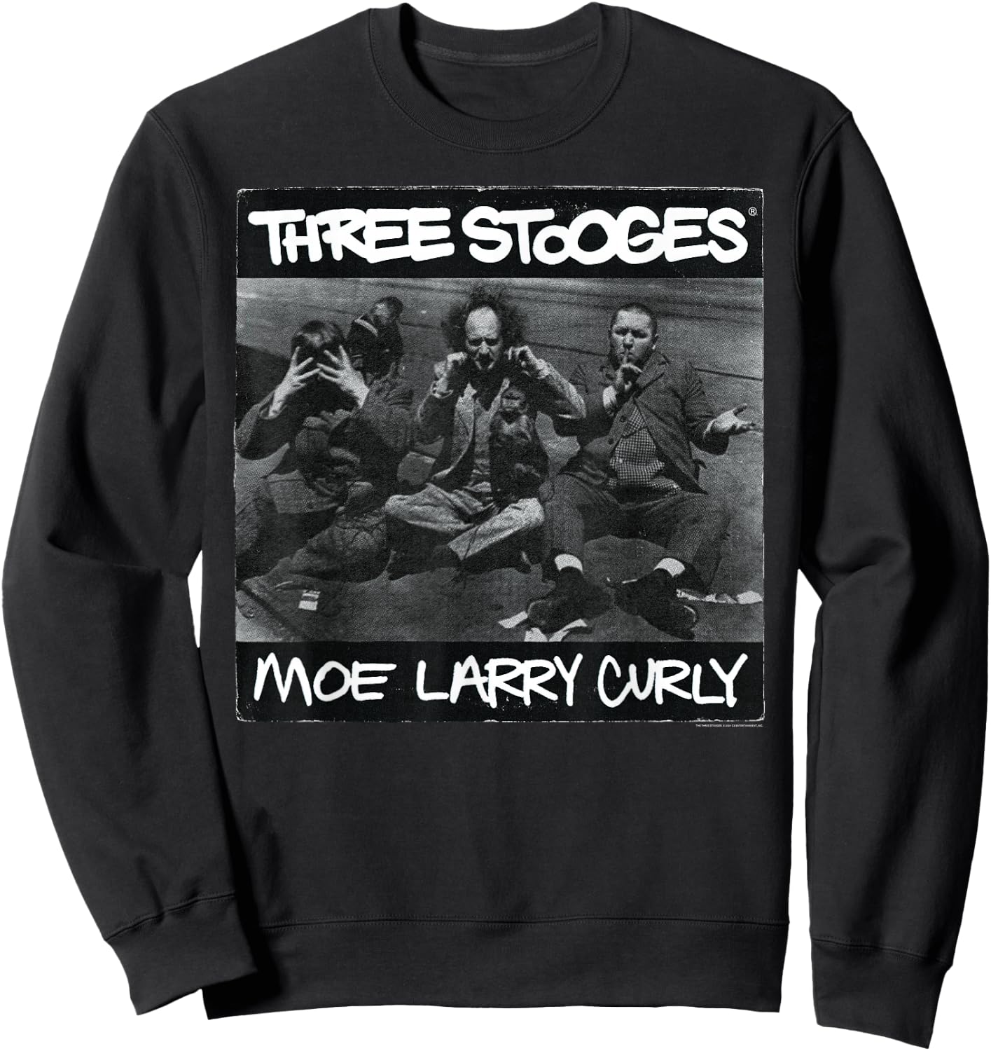 Three Stooges '90s Hip Hop Album Sweatshirt - Sweatshirt | Black