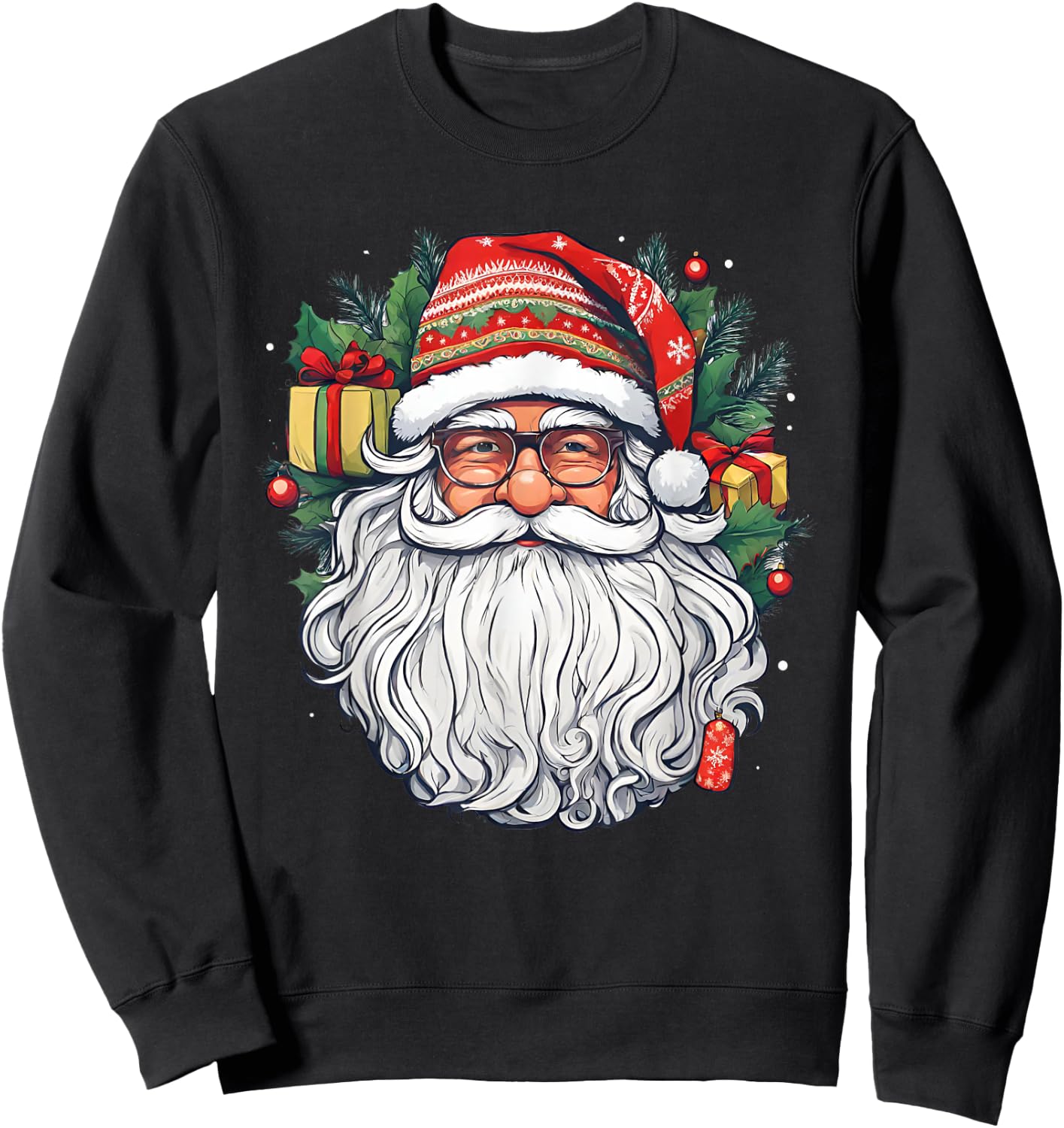 Santa Face Retro Sunglasses Christmas Xmas Men Women Kids Sweatshirt - Sweatshirt | Black