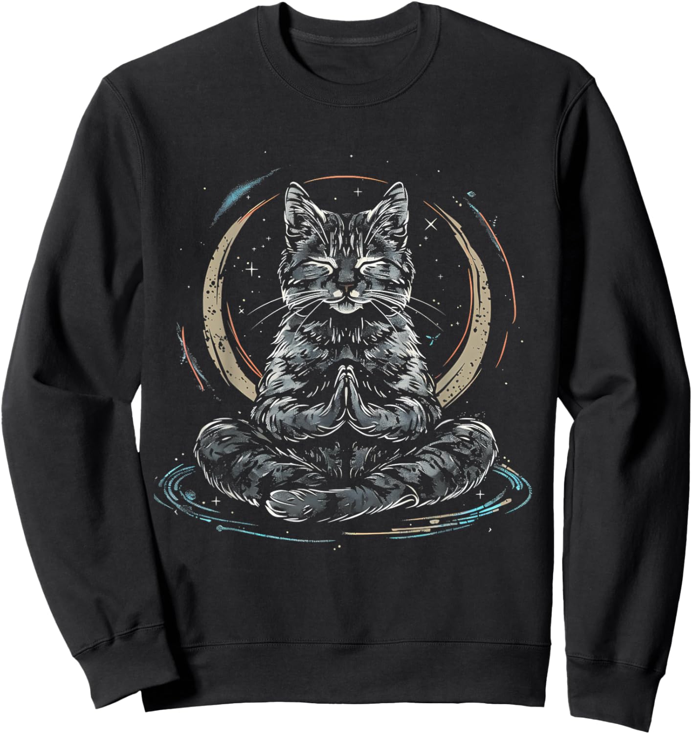 Meditation Cat Yoga Spiritual Hindu Buddhist Zen Buddha Sweatshirt - Sweatshirt | Black