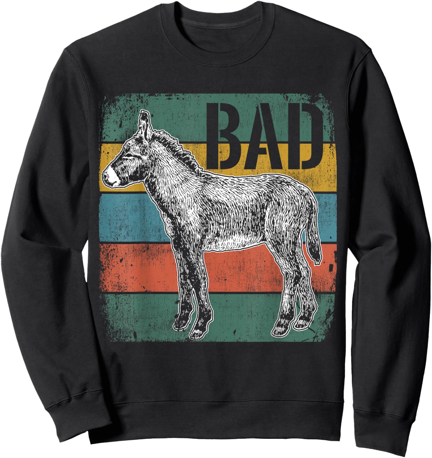 Bad Ass Badass Donkey Cool Cute Donkeys Meme Sweatshirt - Sweatshirt | Black