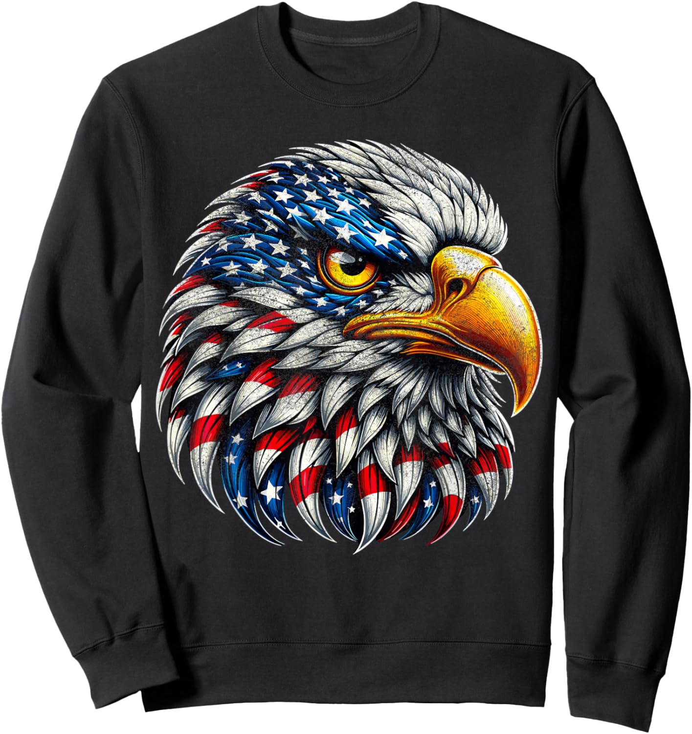 4th Of July Patriotic Eagle USA American Flag Women Kids Men Sweatshirt - Sweatshirt | Black