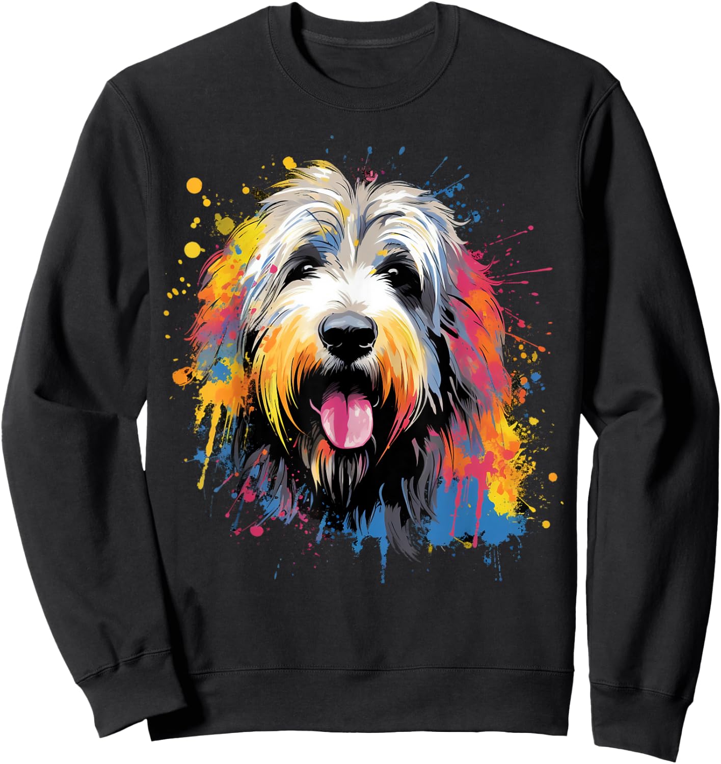 Cute Old English Sheepdog on painted Old English Sheepdog Men Women Kids Sweatshirt - Sweatshirt | Black