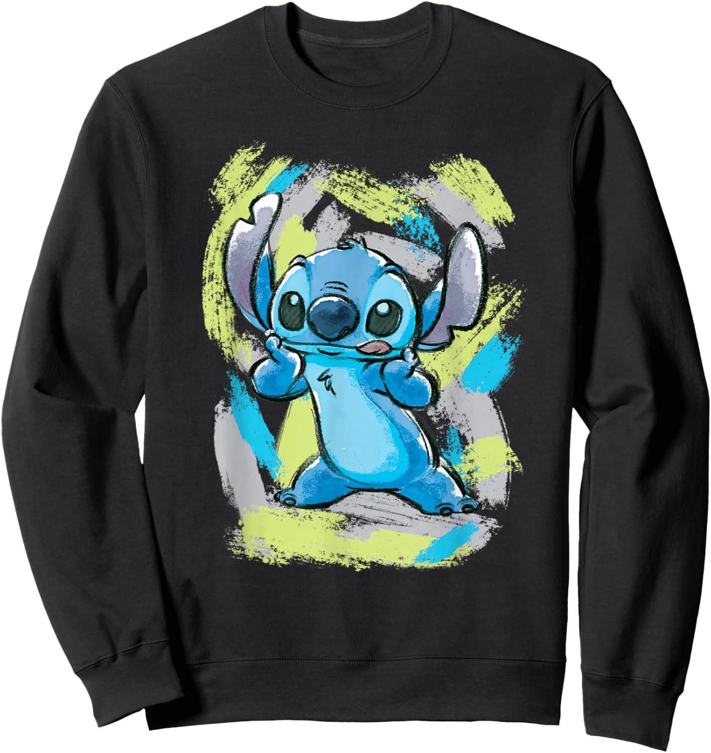 Disney Lilo and Stitch Watercolor Brushstrokes Sweatshirt - Sweatshirt | Black