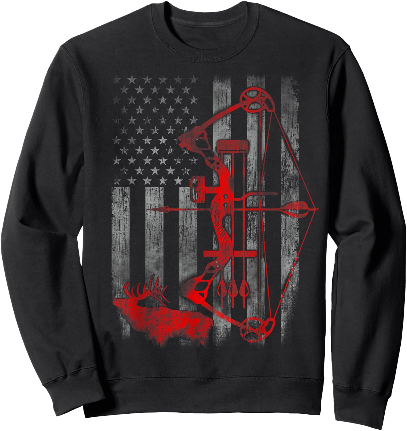 Bow Deer hunting flag Archery Sweatshirt - Sweatshirt | Black