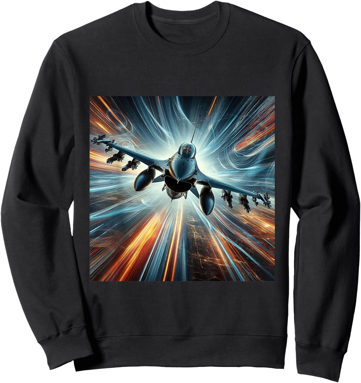 F-16 Fighting Falcon Fighter Jet Military Aircraft Sweatshirt - Sweatshirt | Black