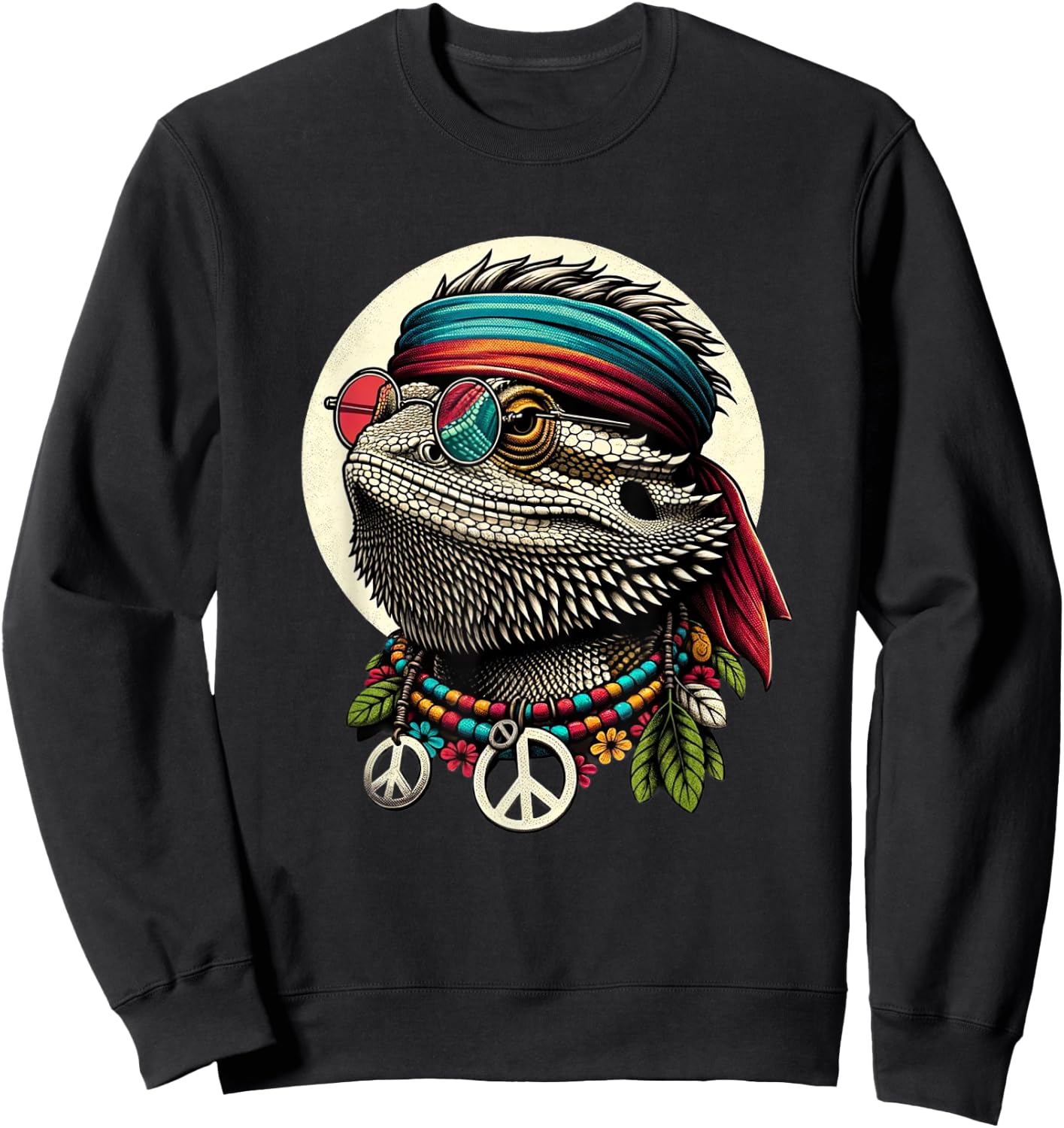 Bearded Dragons Reptile Lizard Pet Hippie Style Sweatshirt - Sweatshirt | Black