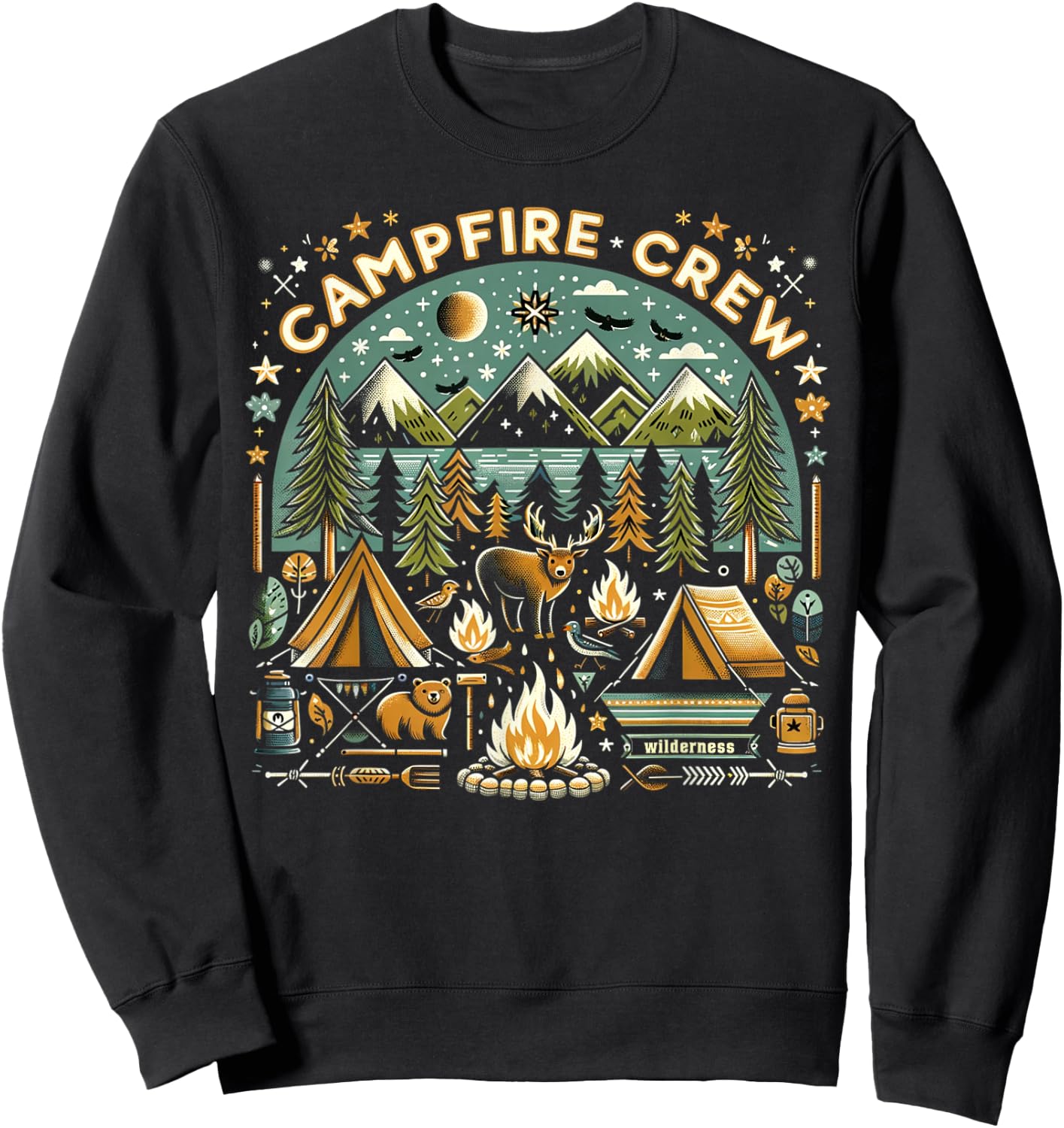 Family Camping Trips Campfire Crew Sweatshirt - Sweatshirt | Black