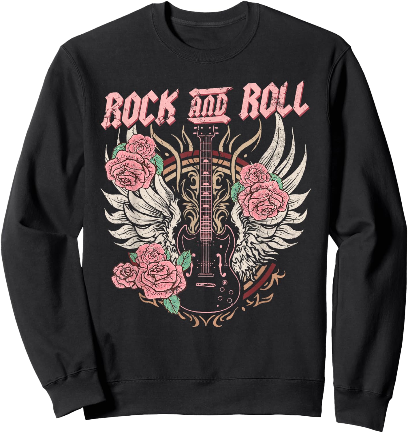 Rock and Roll Guitar Vintage ROCK women Music Sweatshirt - Sweatshirt | Black