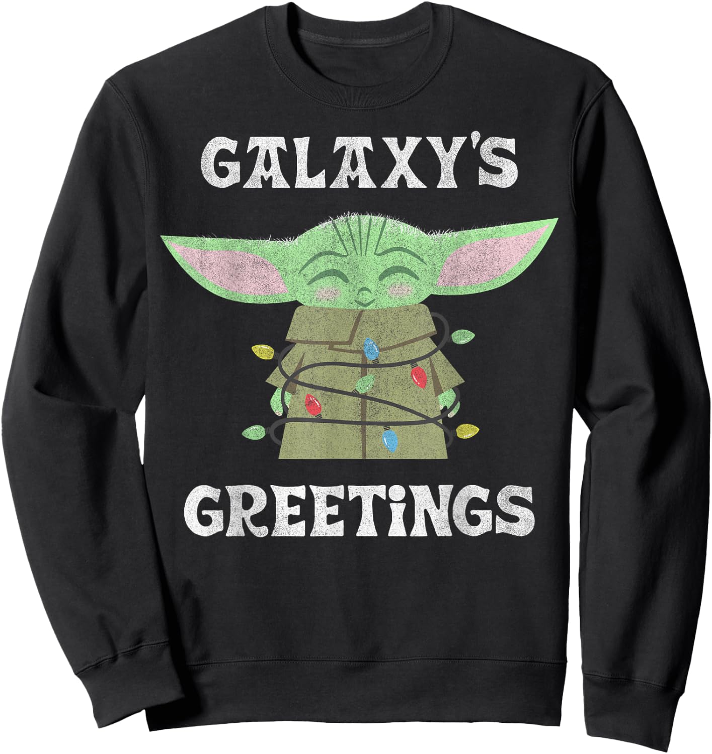 Star Wars The Mandalorian Christmas Child Galaxy's Greetings Sweatshirt - Sweatshirt | Black