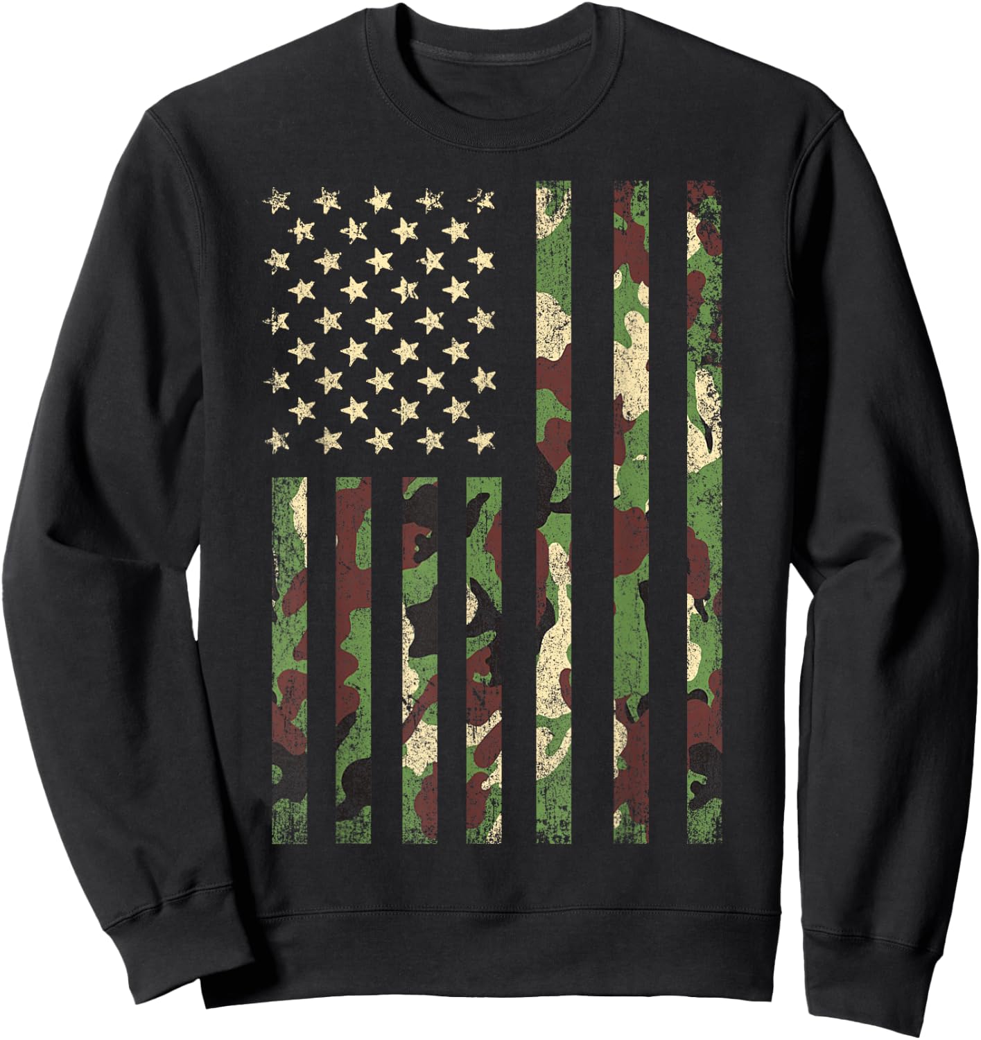 Patriotic USA Flag 4th of July Men Women Boy Girl Camouflage Sweatshirt - Sweatshirt | Black