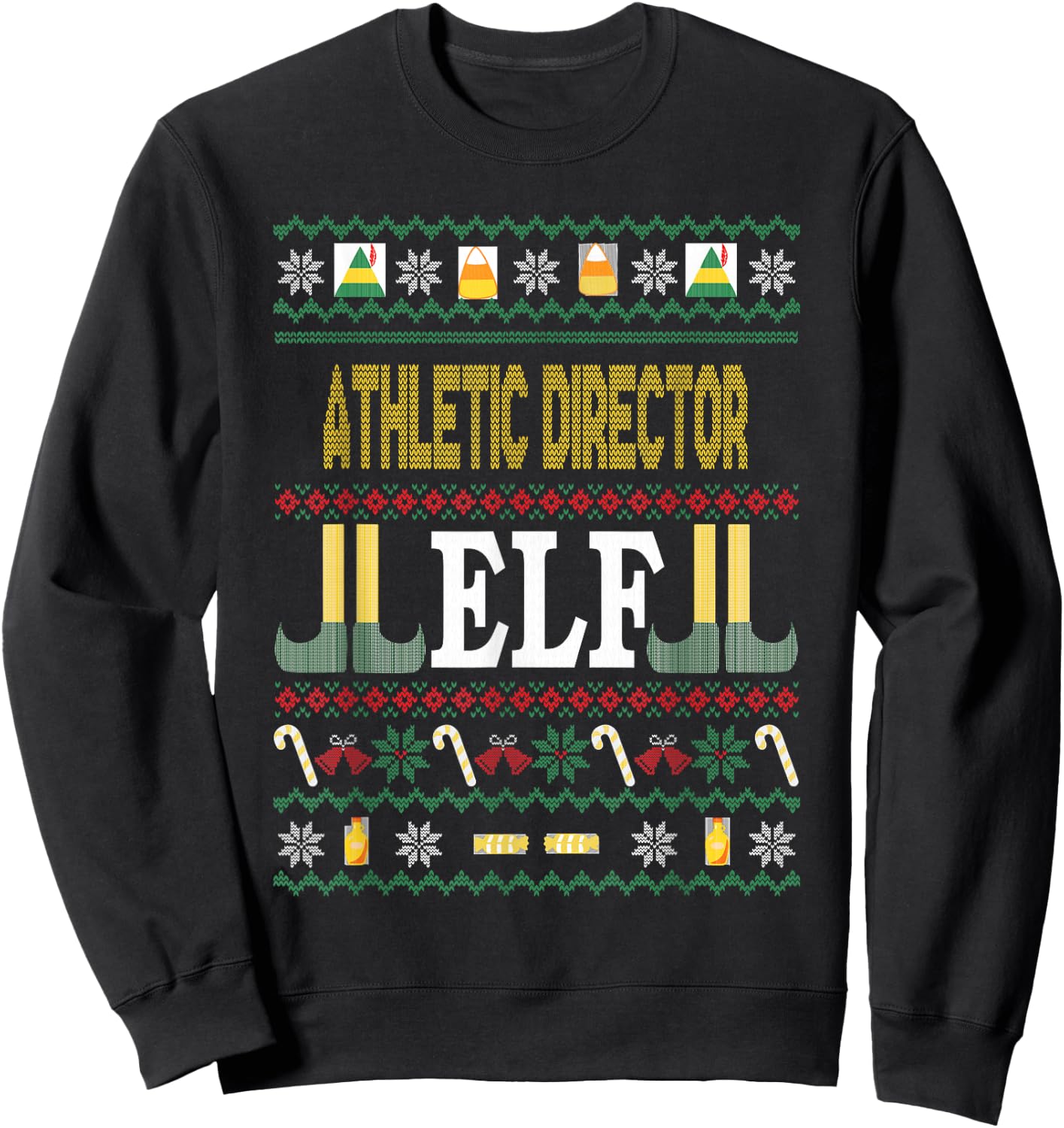 Athletic Director Elf Funny Christmas Gift Sweatshirt - Sweatshirt | Black