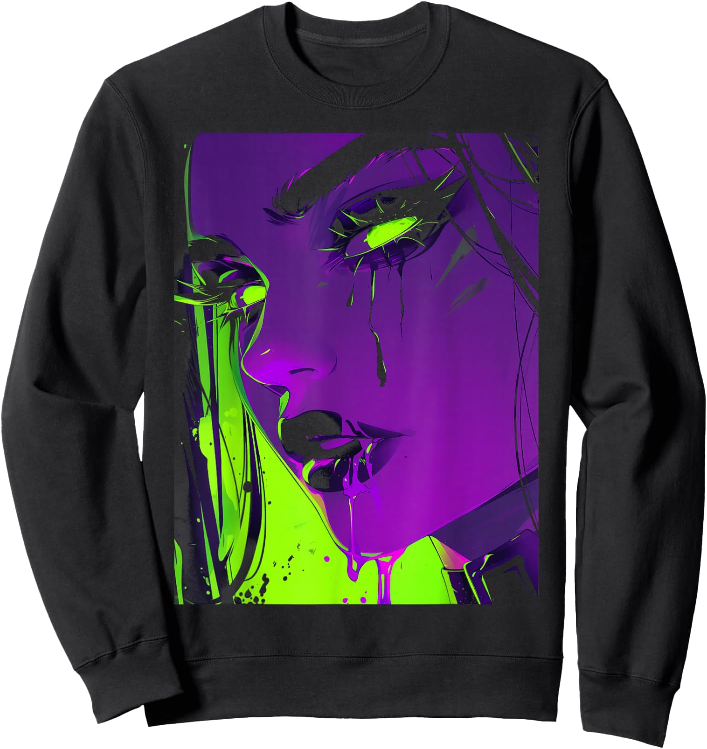 Cybergoth Cybercore Grunge Punk Goth Girl Alt Anime Manga Sweatshirt - Sweatshirt | Black