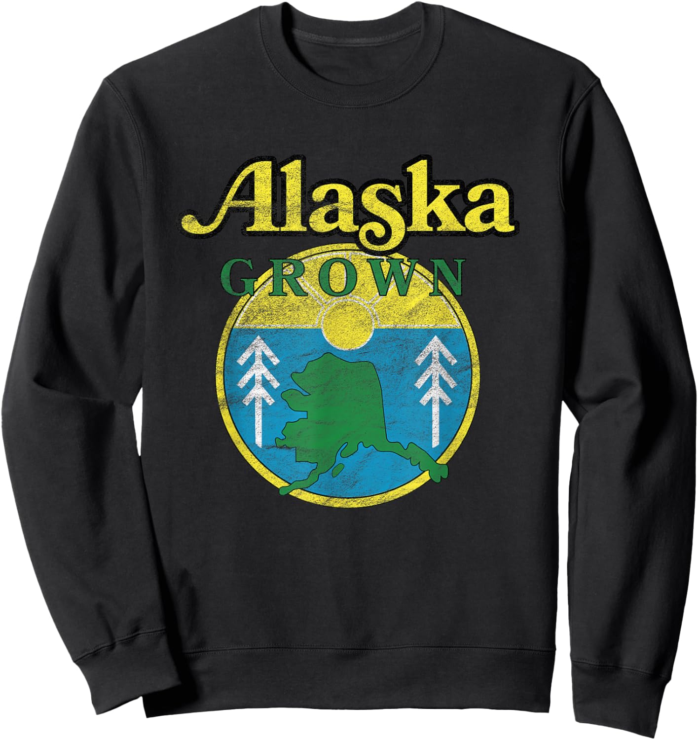 Vintage Retro Alaska Grown Sweatshirt - Sweatshirt | Black