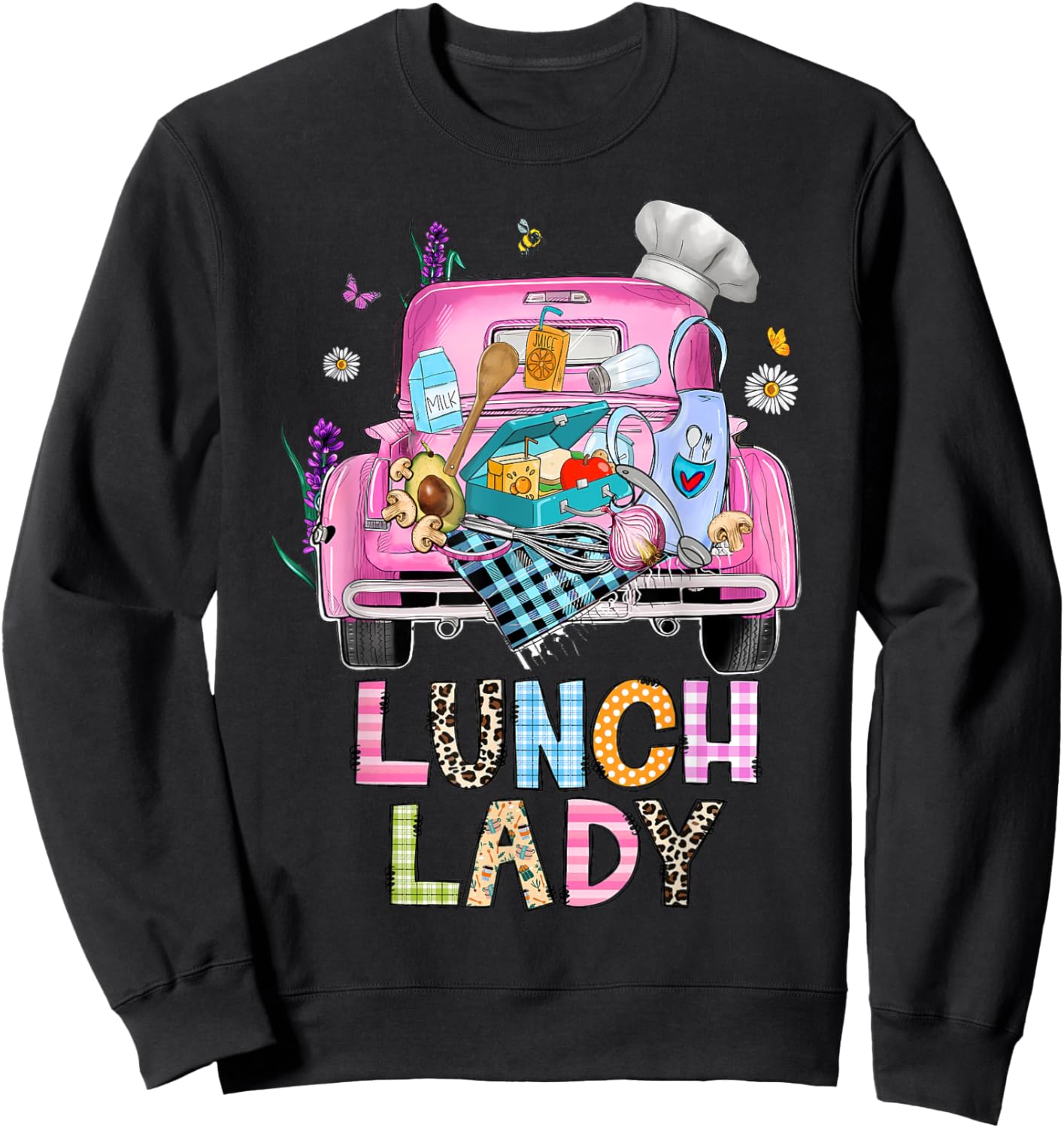 Lunch Lady Cute Truck Lunch Ladies Squad Cafeteria Crew Sweatshirt - Sweatshirt | Black