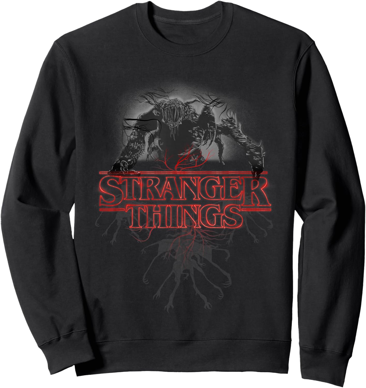 Stranger Things Demogorgon Glow Logo Sweatshirt - Sweatshirt | Black