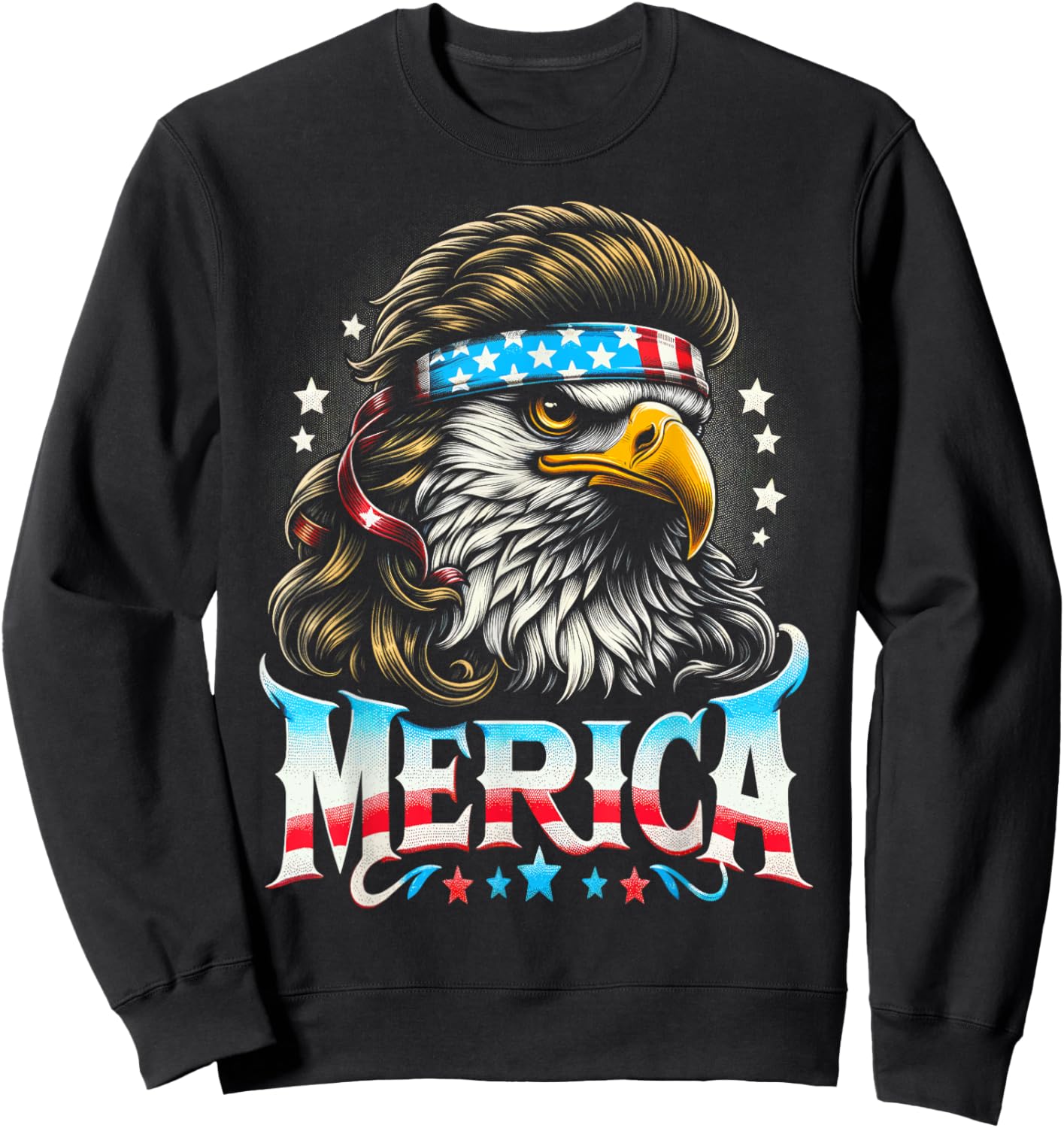 4th of July Patriotic Funny Eagle July 4th USA Merica Women Kids Men Sweatshirt - Sweatshirt | Black