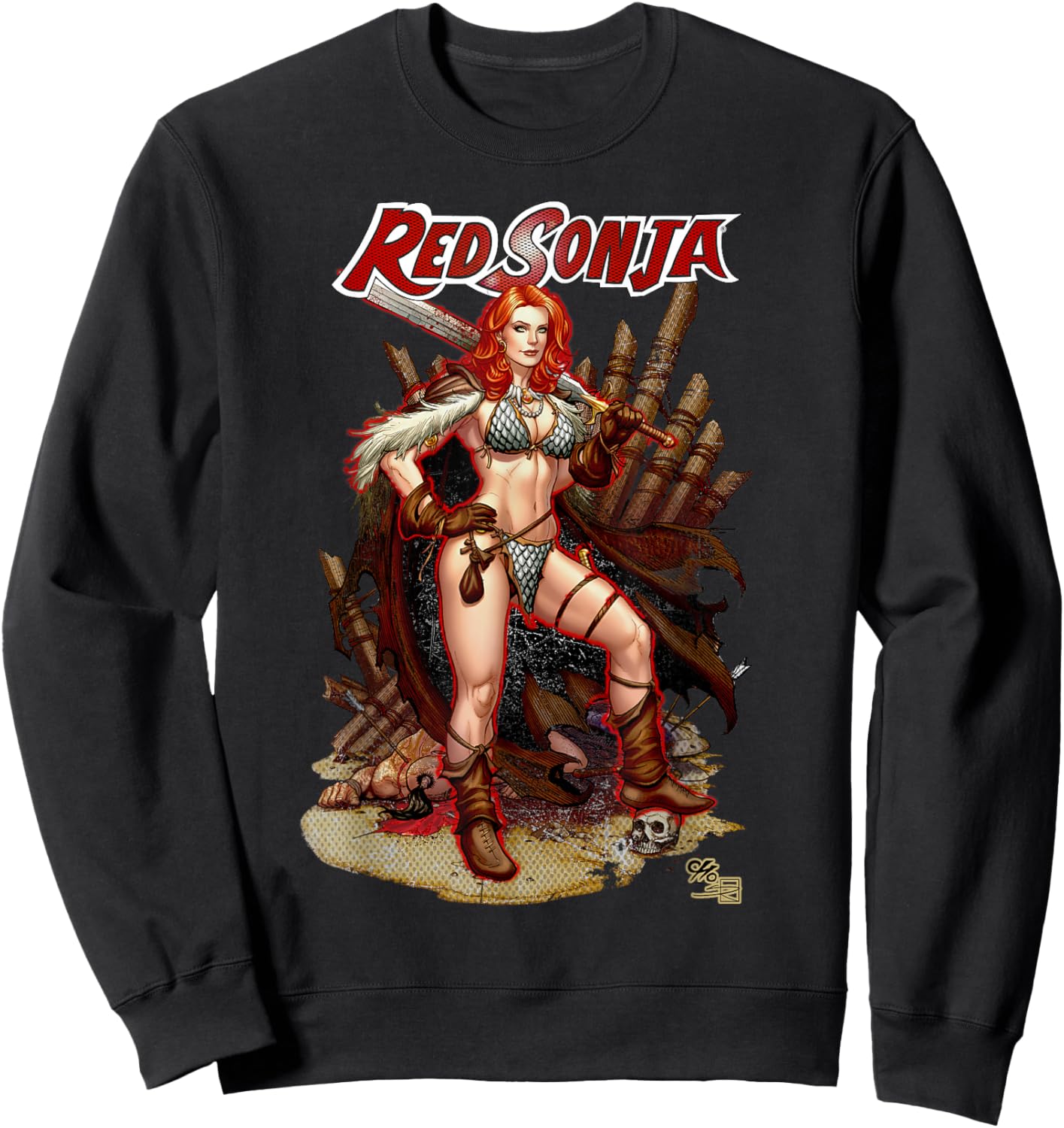 Frank Cho Comic Cover Art Hyrkania Warrior Queen Sweatshirt - Sweatshirt | Black