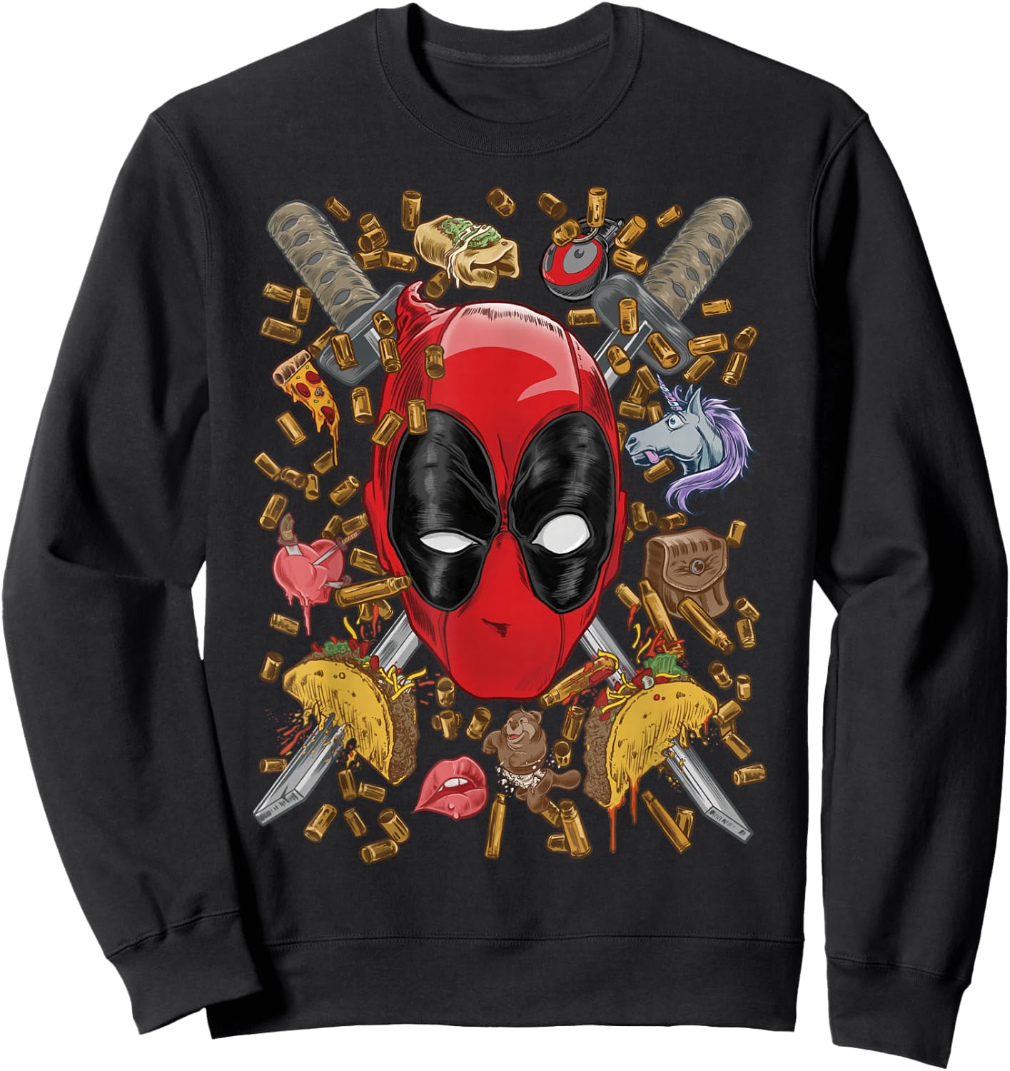 Marvel Deadpool Crossed Swords Mashup Sweatshirt - Sweatshirt | Black