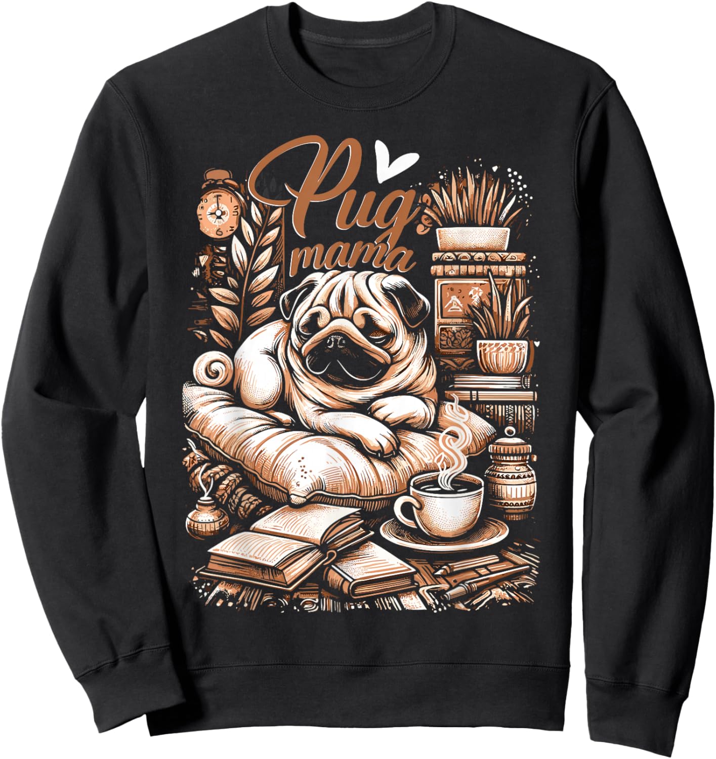 Pug Mama Pug Mom Puppy Sweatshirt - Sweatshirt | Black