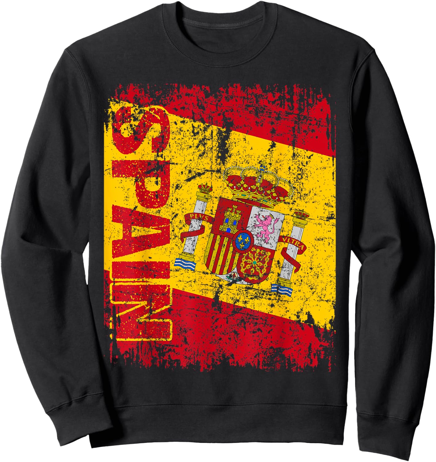 SPAIN Flag Vintage Distressed SPAIN Sweatshirt - Sweatshirt | Black