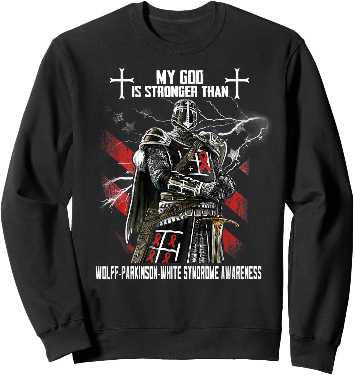 My God Is Stronger Than Wolff-Parkinson-White Syndrome Sweatshirt - Sweatshirt | Black