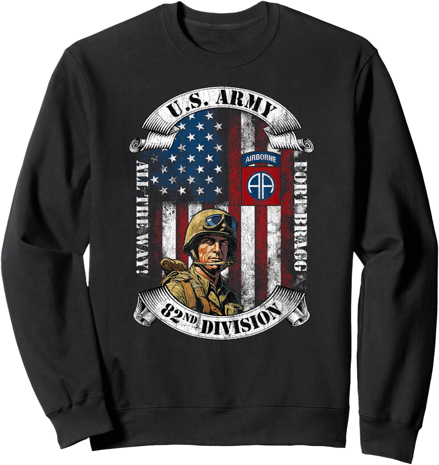 Fort Bragg Death From Above 82nd Airborne Paratrooper Gifts Sweatshirt - Sweatshirt | Black