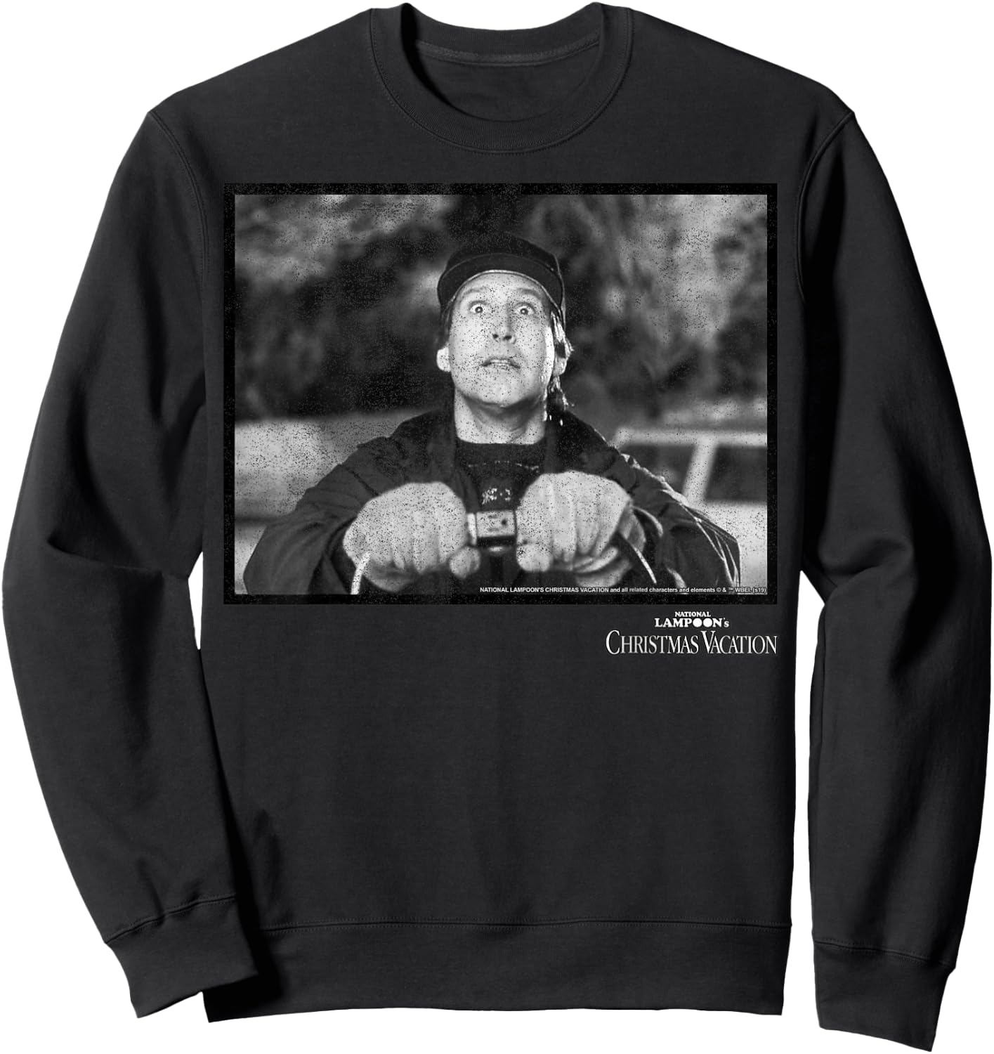 National Lampoon's Christmas Vacation Clark Black & White,Short Sleeve Sweatshirt - Sweatshirt | Black