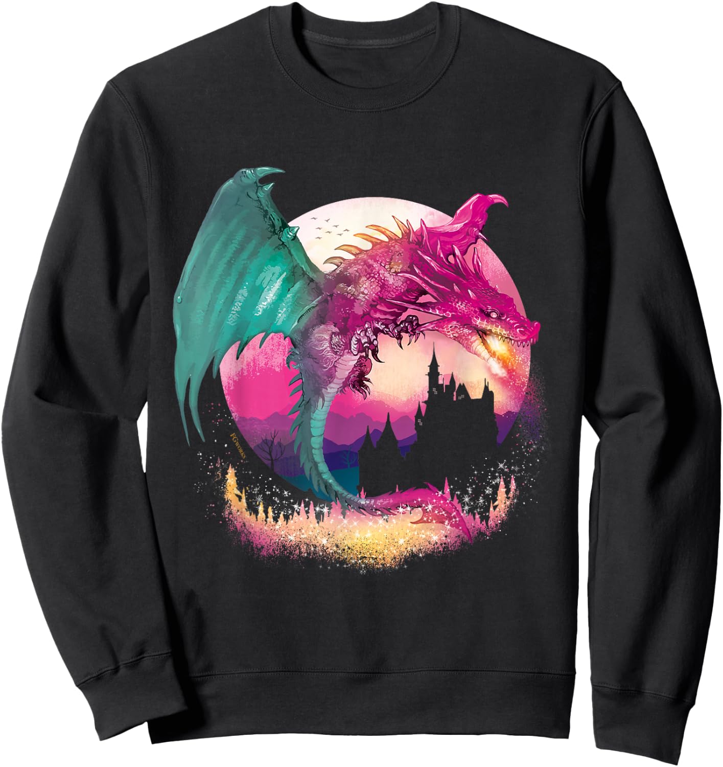 Fire Dragon With Fantasy Background Kids and Teens Sweatshirt - Sweatshirt | Black