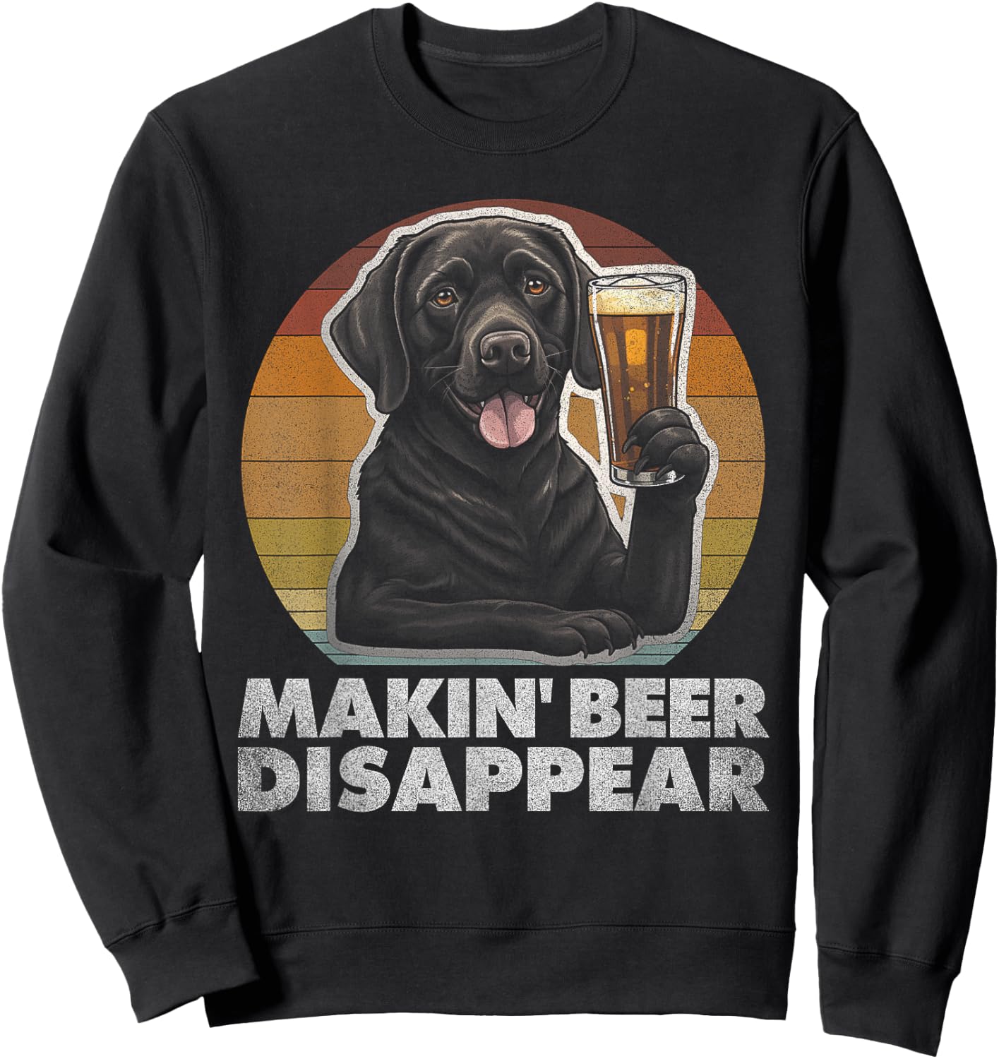 Labrador Retriever Dog Vintage Funny Beer Drinking Retro Men Women Sweatshirt - Sweatshirt | Black