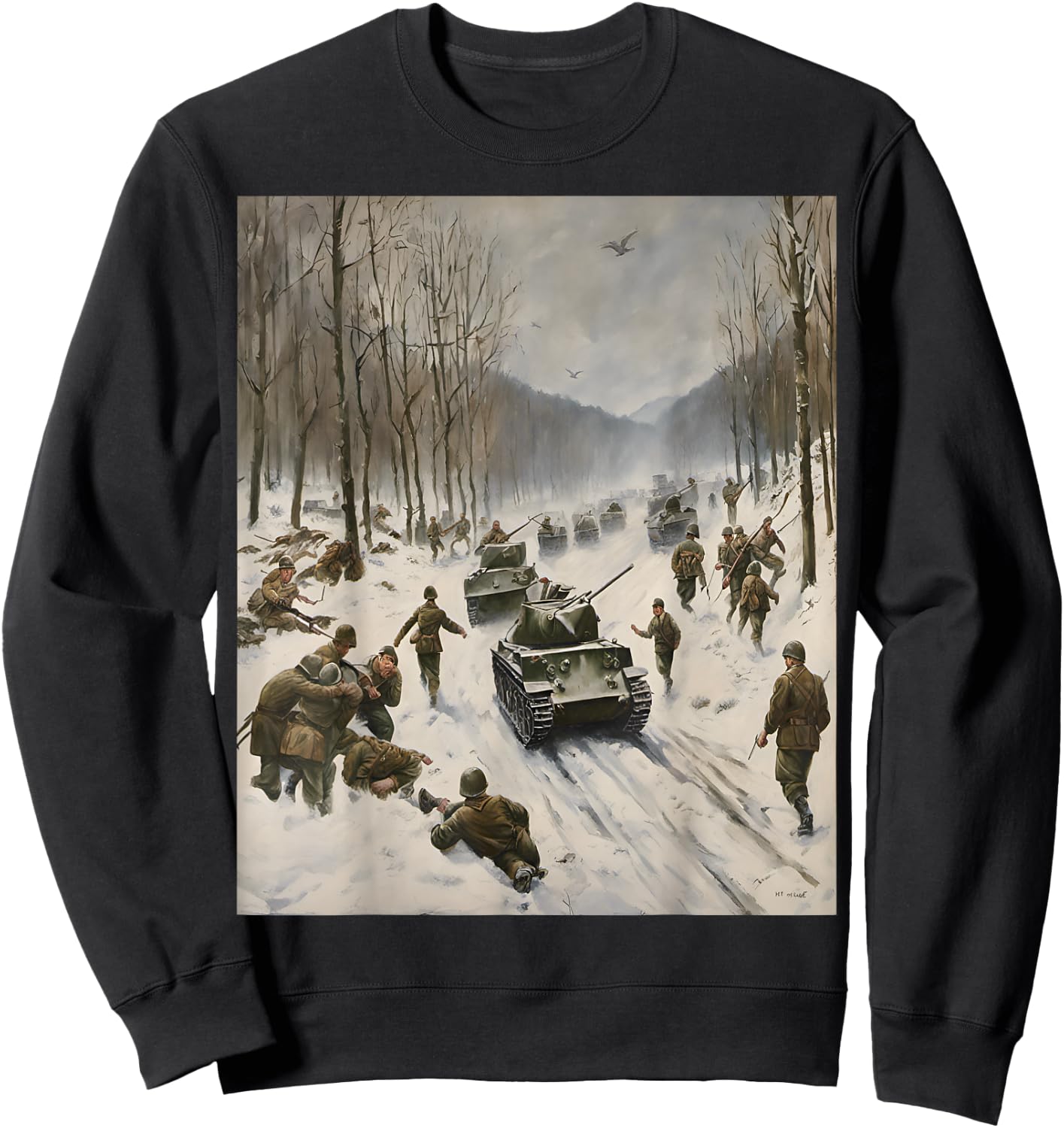 Battle Of The Bulge Winter Warfare Art Sweatshirt - Sweatshirt | Black