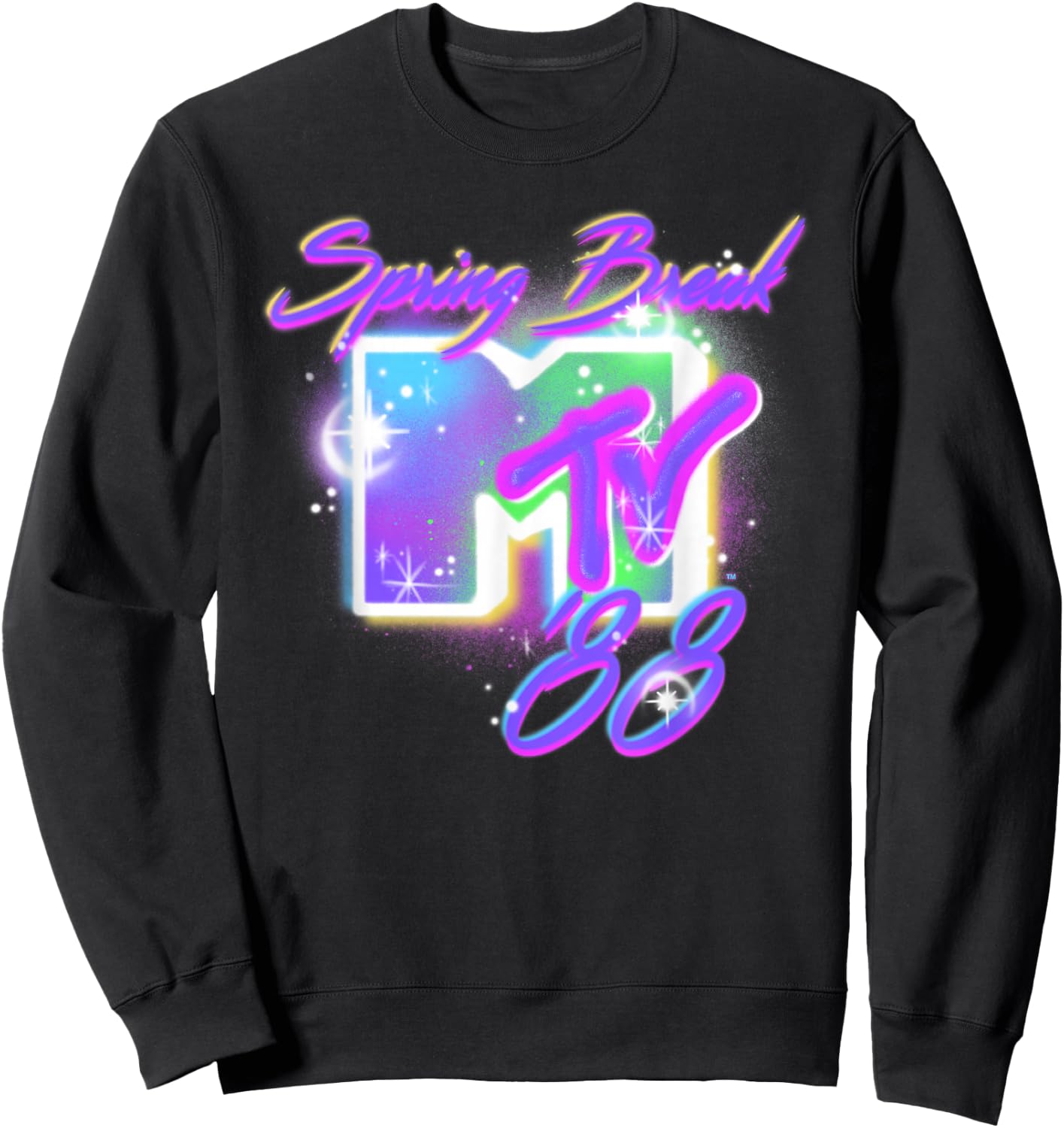 MTV Spring Break '88 Airbrushed Text Sweatshirt - Sweatshirt | Black
