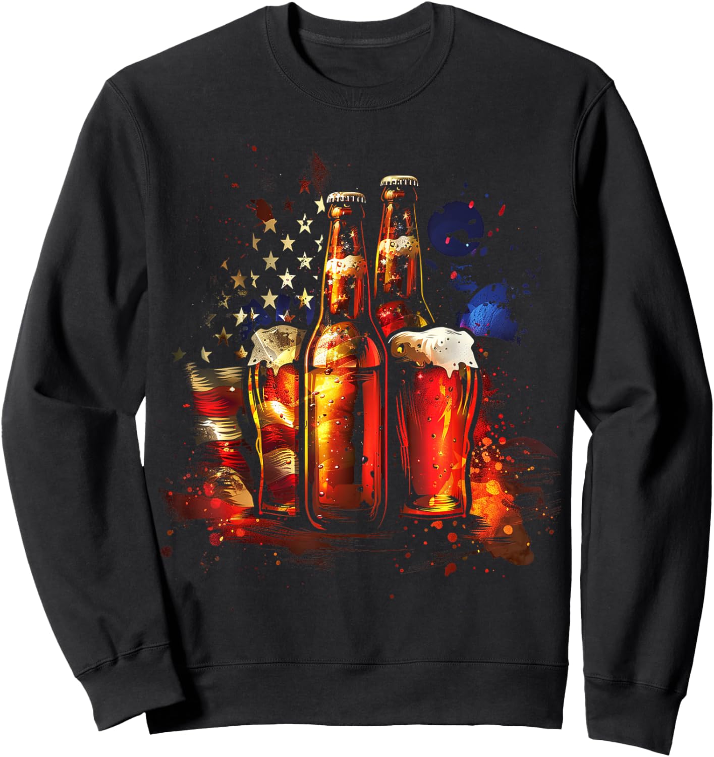American Flag Beer Sweatshirt - Sweatshirt | Black