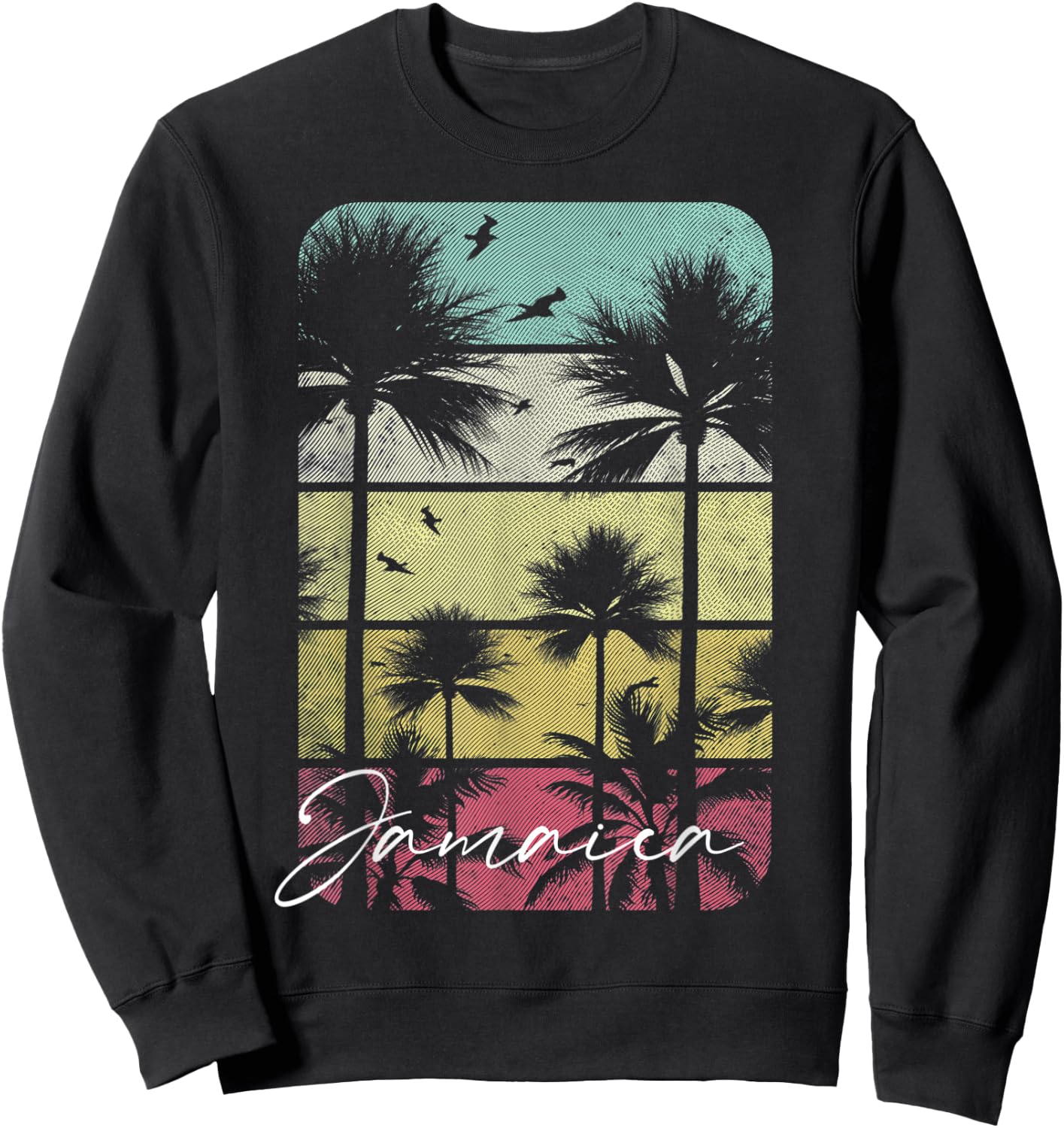 Jamaica Retro Vintage Beach Surf Surfing Cruise Sunset Women Kids Sweatshirt - Sweatshirt | Black