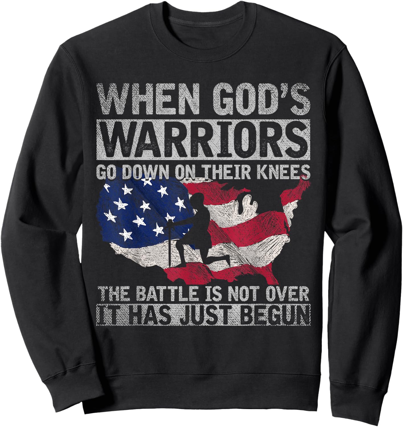 Patriotic Christian Devotee God Christianity US Flag Jesus Sweatshirt - Sweatshirt | Black