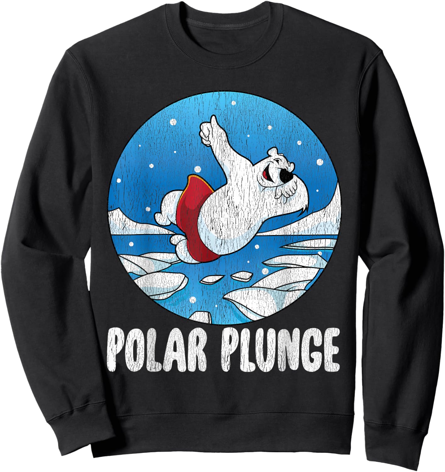 Polar Plunge Ice Jump Funny Polar Bear Winter Swimming Sweatshirt - Sweatshirt | Black