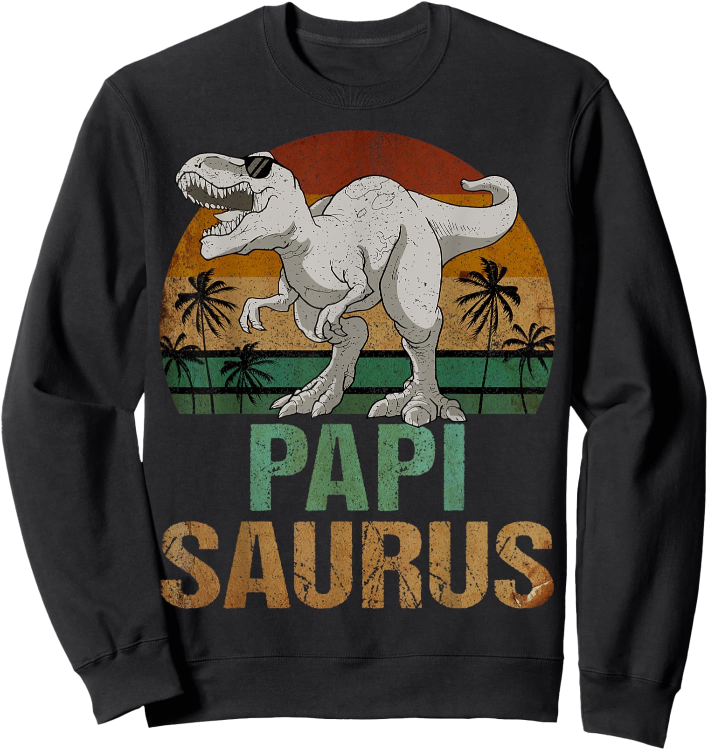Papisaurus T Rex Dinosaur Papi Saurus Father's Day Sweatshirt - Sweatshirt | Black
