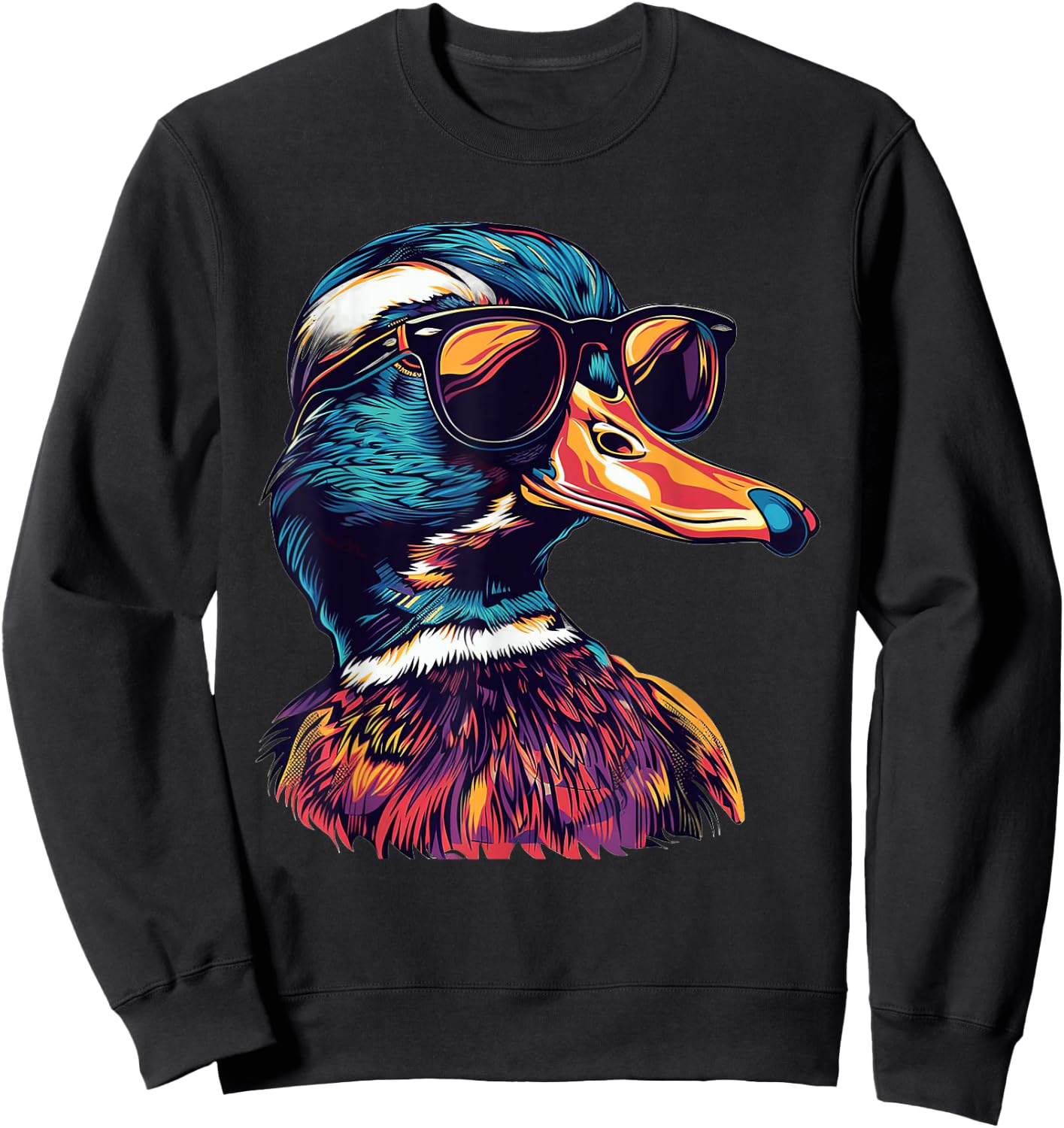 Wood Duck With Sunglasses Sweatshirt - Sweatshirt | Black