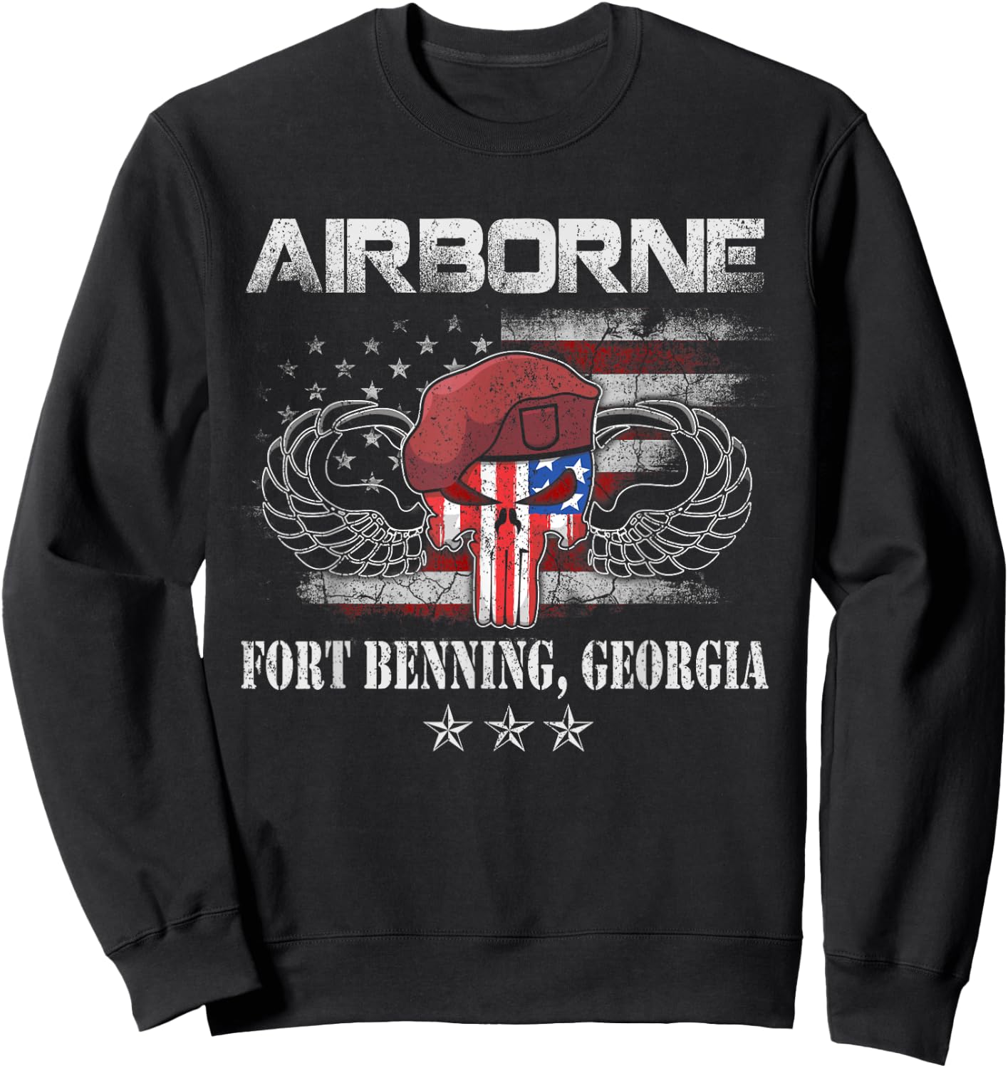 Fort Benning GA Army Base-Airborne , Veterans Day Gift Sweatshirt - Sweatshirt | Black