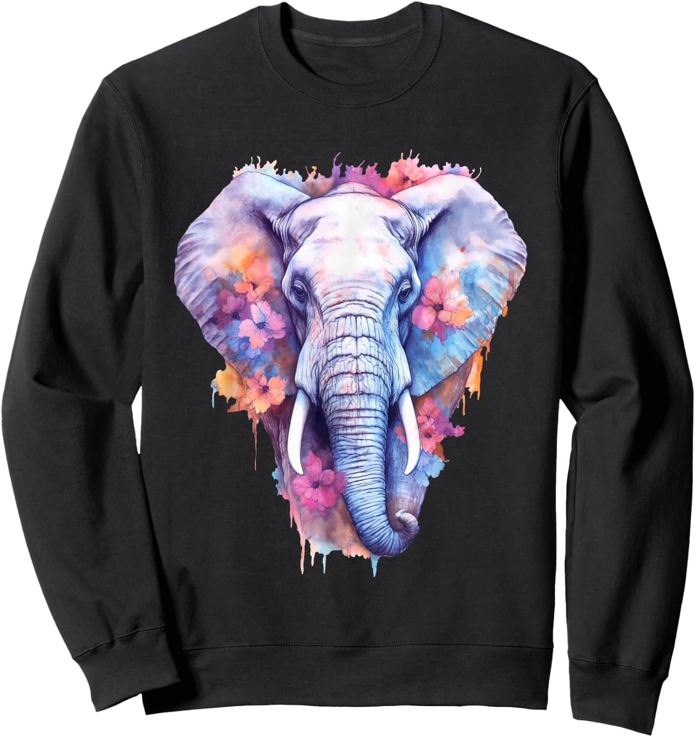 Elephant Watercolor Artwork Elephant Art Lover Men Sweatshirt - Sweatshirt | Black