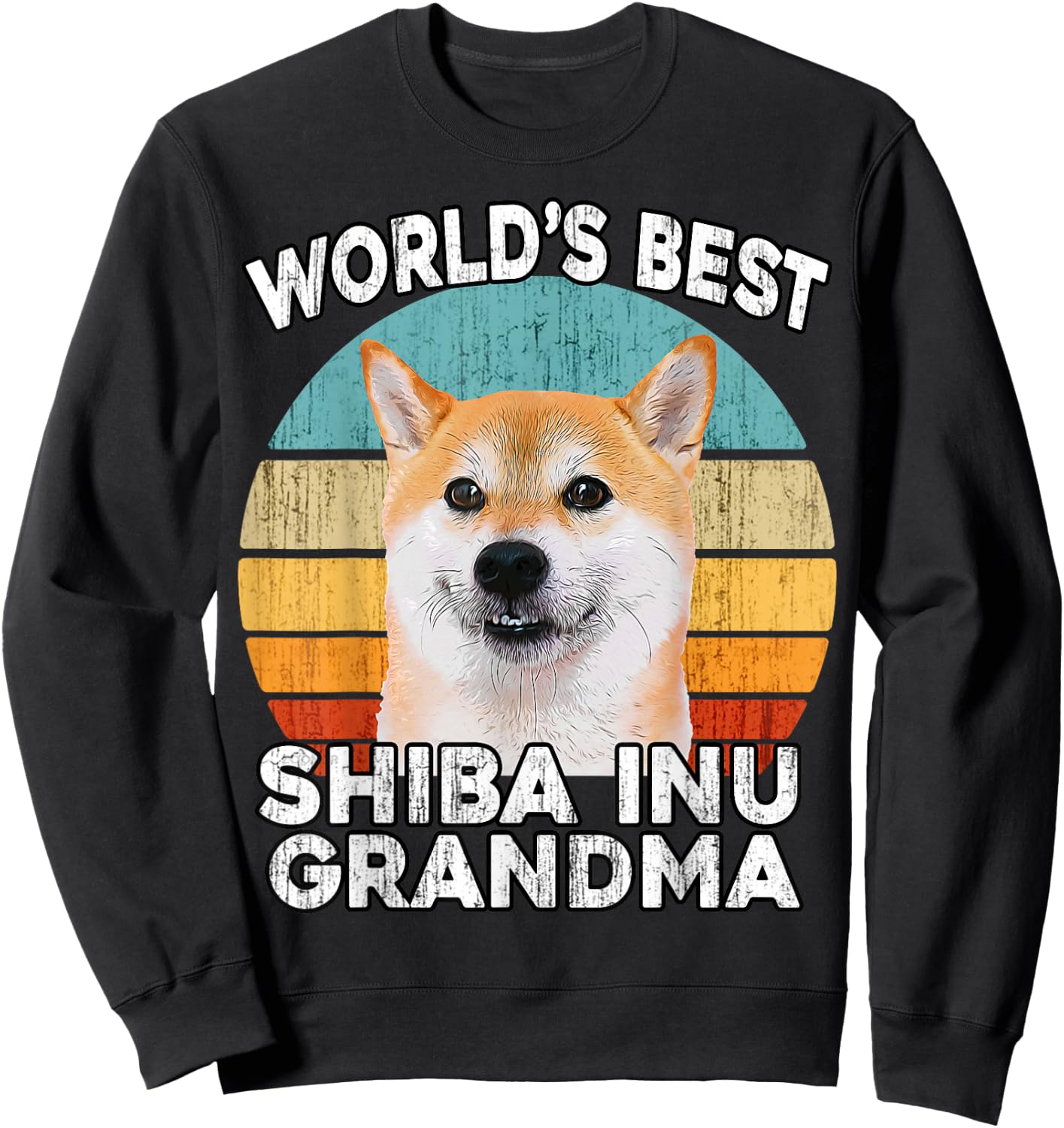 Shiba Inu Grandma Funny Worlds Best Shiba Grandma Dog Retro Sweatshirt - Sweatshirt | Black