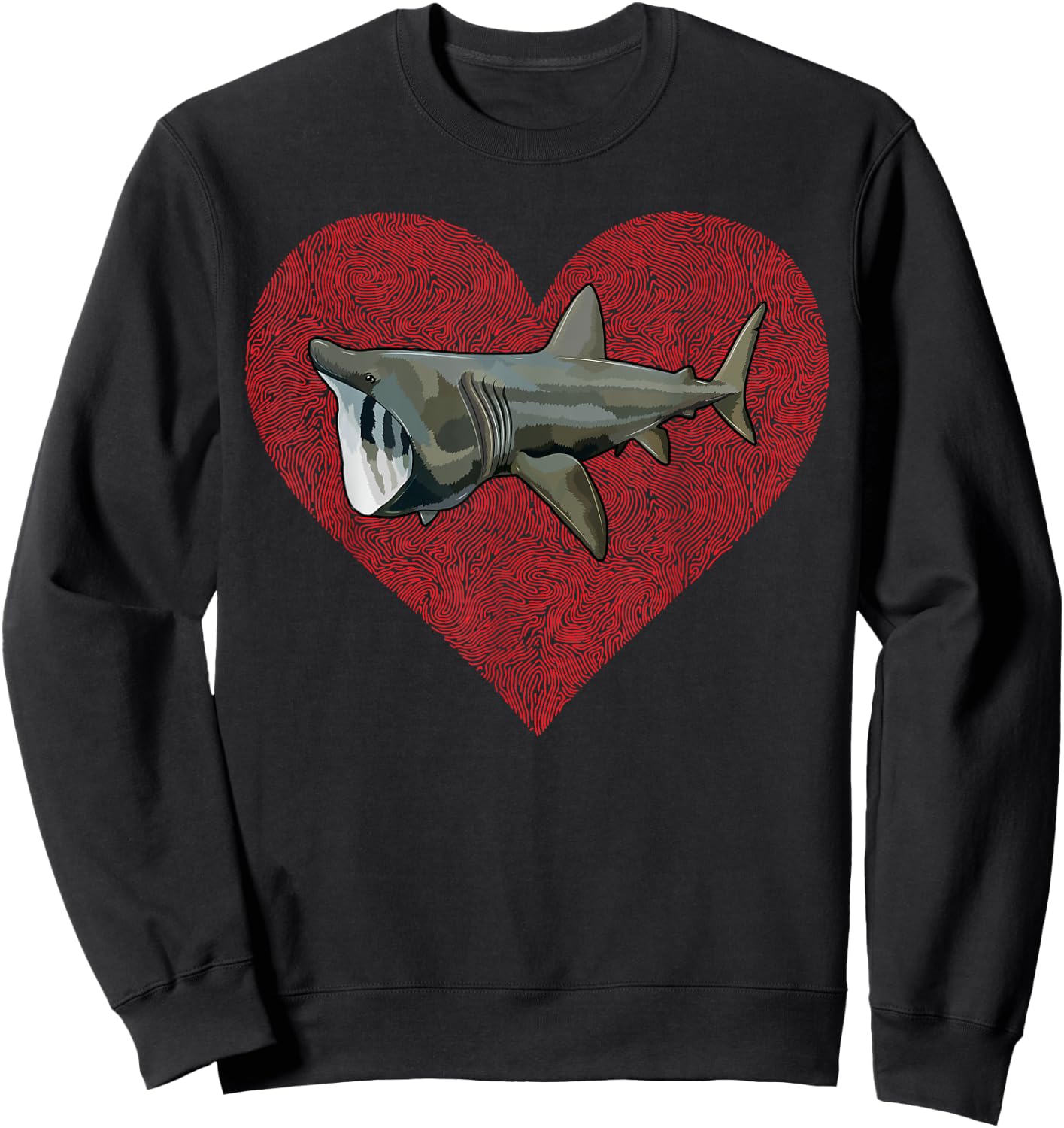 Basking Shark Valentines Day Love Fingerprint Sweatshirt - Sweatshirt | Black